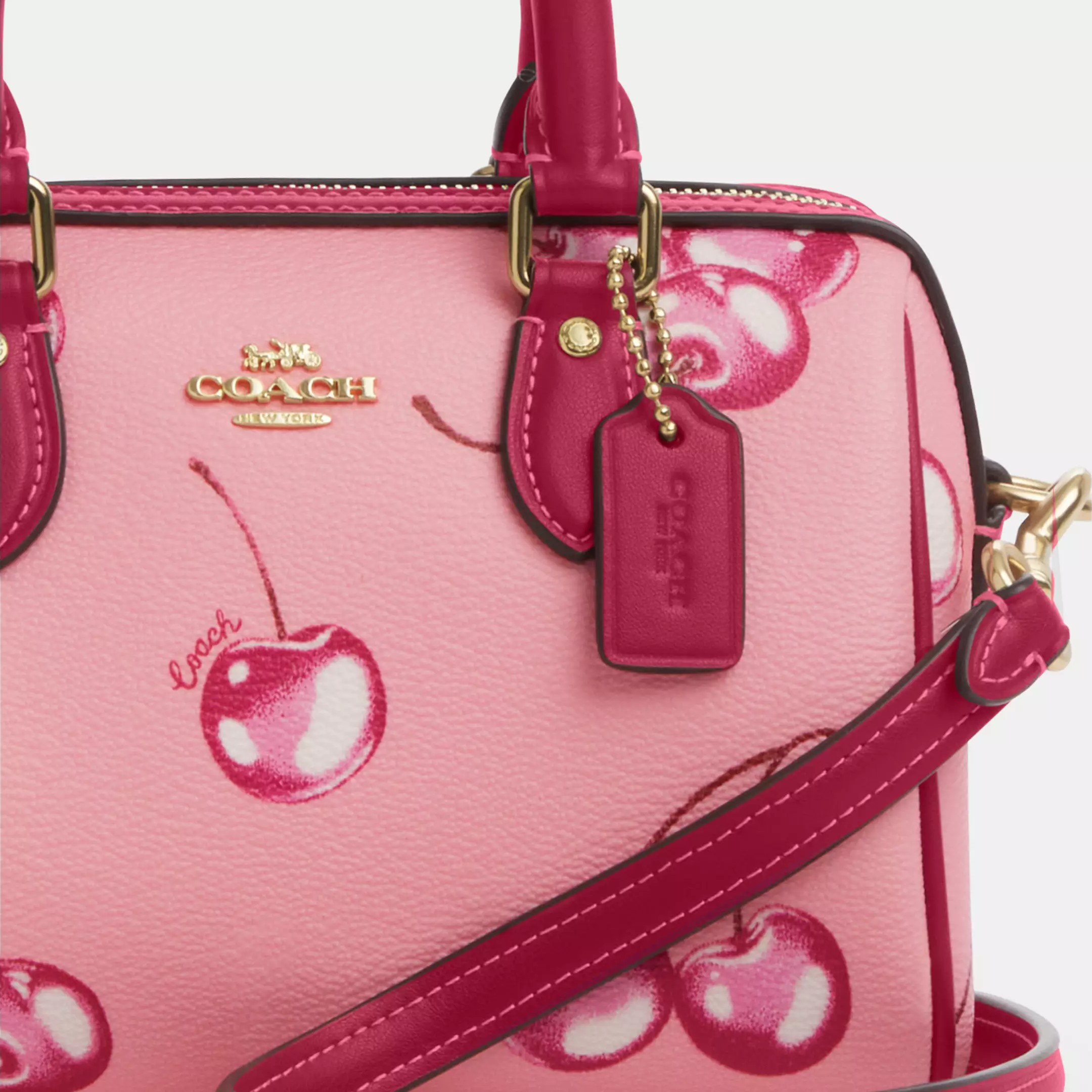 Túi Coach trống Mini Rowan Crossbody in Cherry Print Flower Pink Bright Violet CR245 2