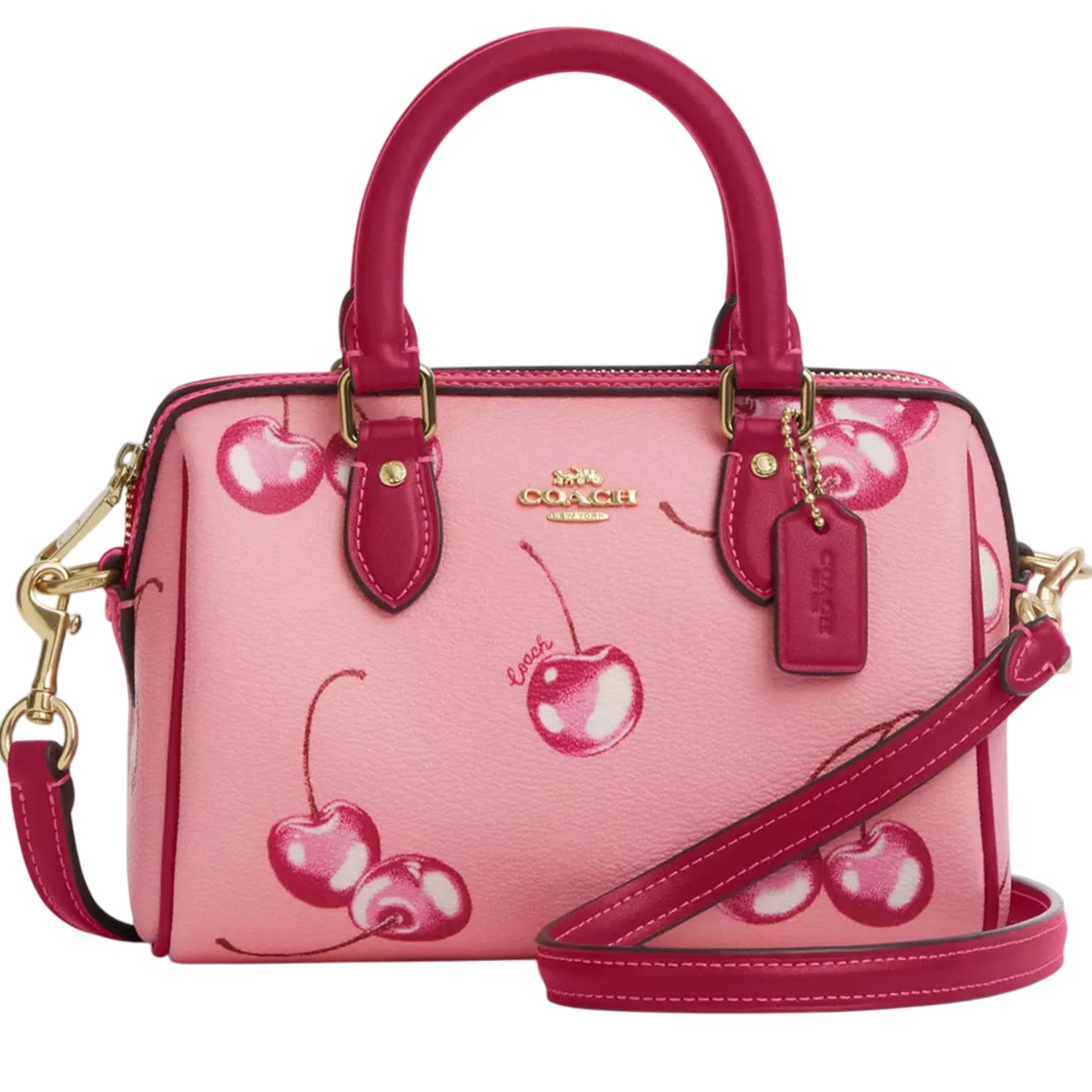 Túi Coach trống Mini Rowan Crossbody in Cherry Print Flower Pink Bright Violet CR245 3