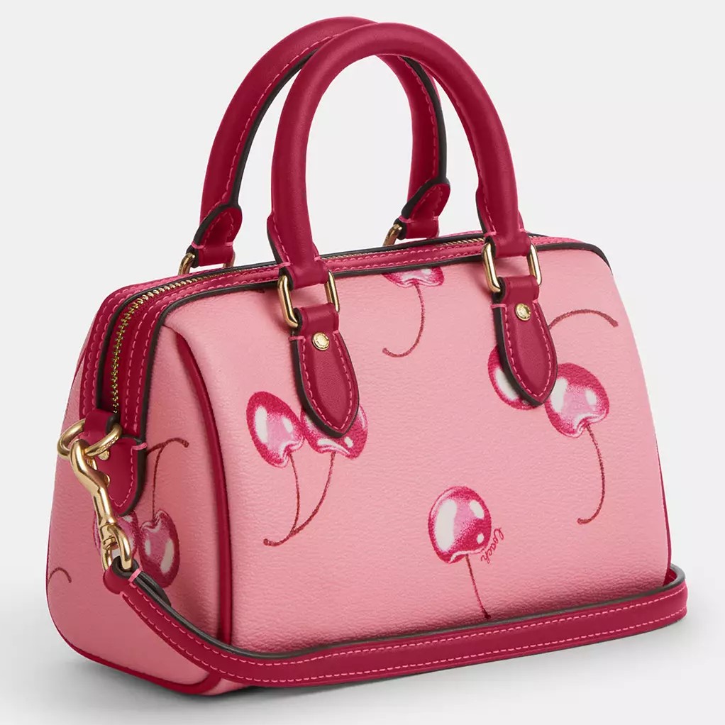 Túi Coach trống Mini Rowan Crossbody in Cherry Print Flower Pink Bright Violet CR245 6