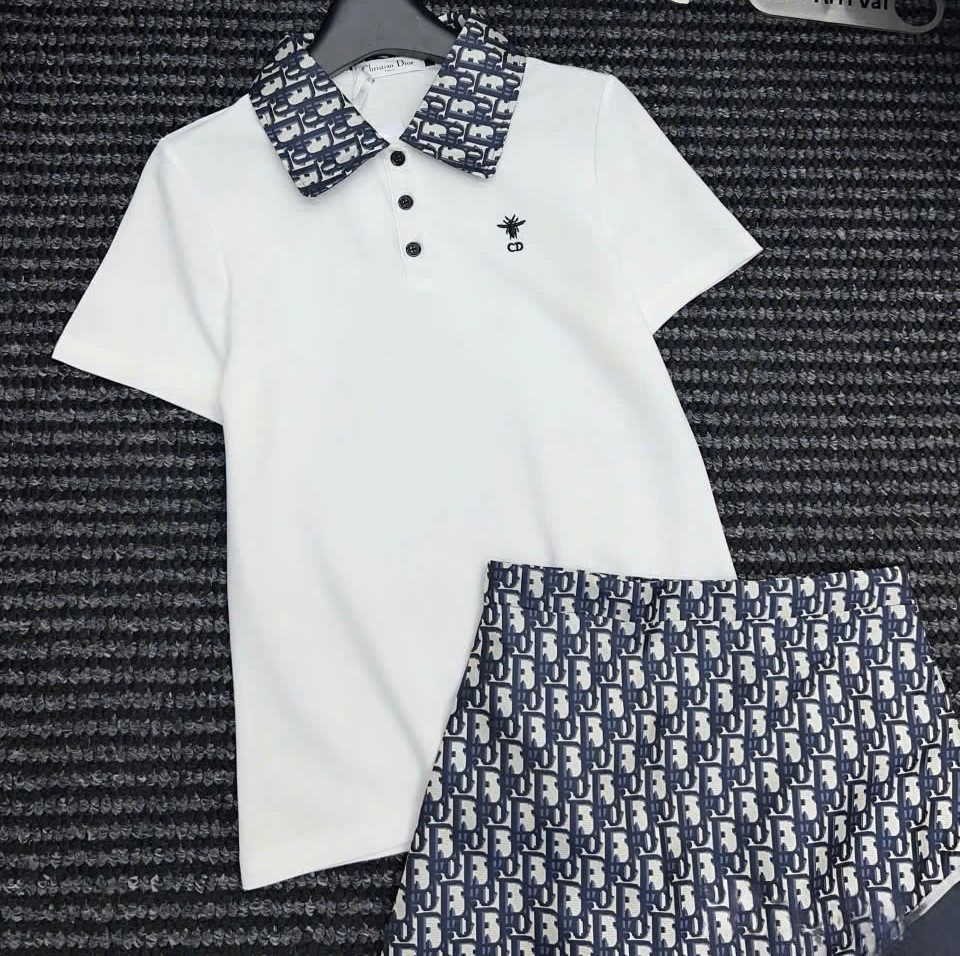 Combo áo thun cổ polo váy vải ngắn Dior 6