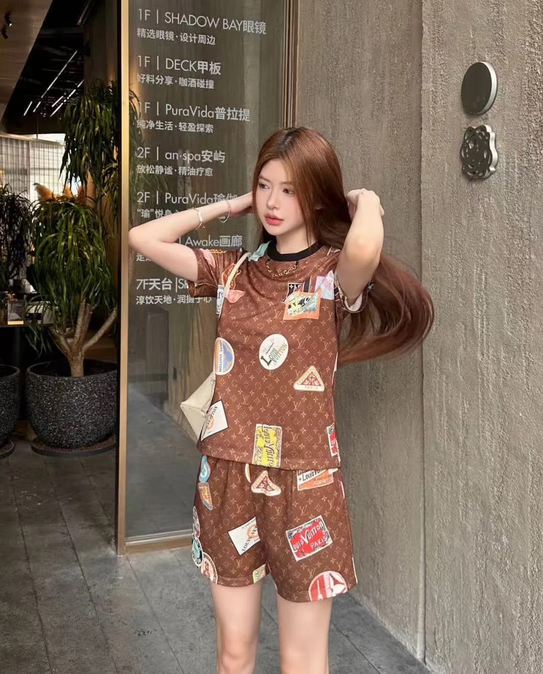Combo bộ nâu áo thun quần ngắn nữ LV 5