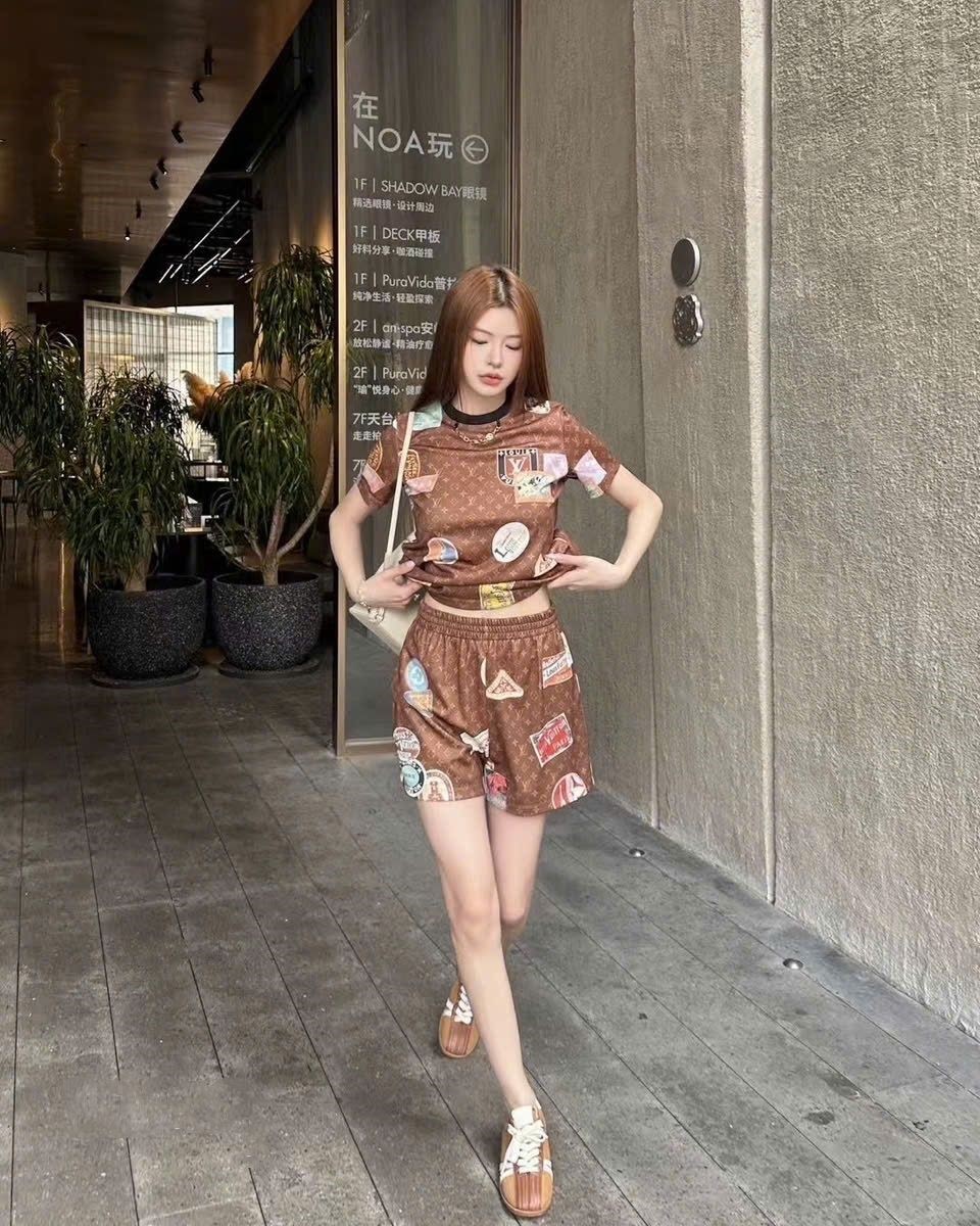 Combo bộ nâu áo thun quần ngắn nữ LV 3