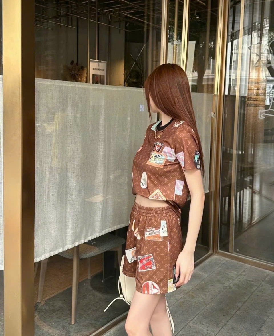Combo bộ nâu áo thun quần ngắn nữ LV 8