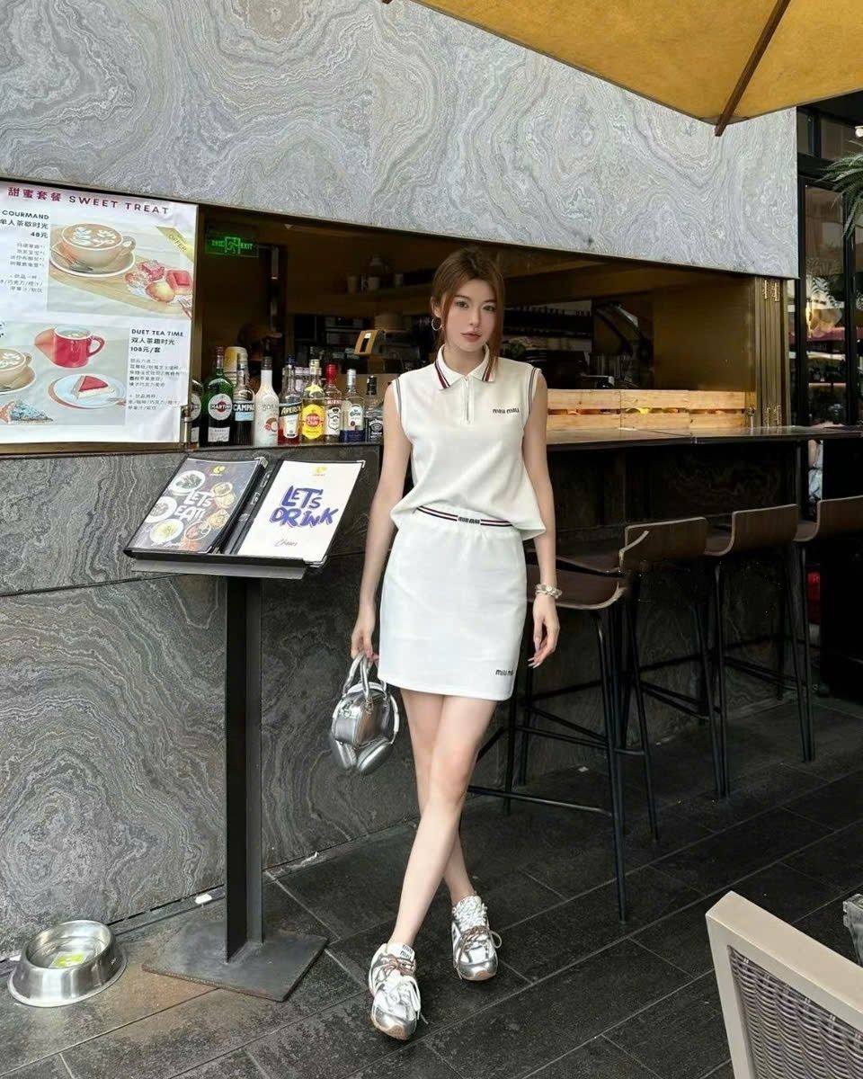 Combo bộ nữ áo sát nách váy ôm ngắn Miu Miu 8