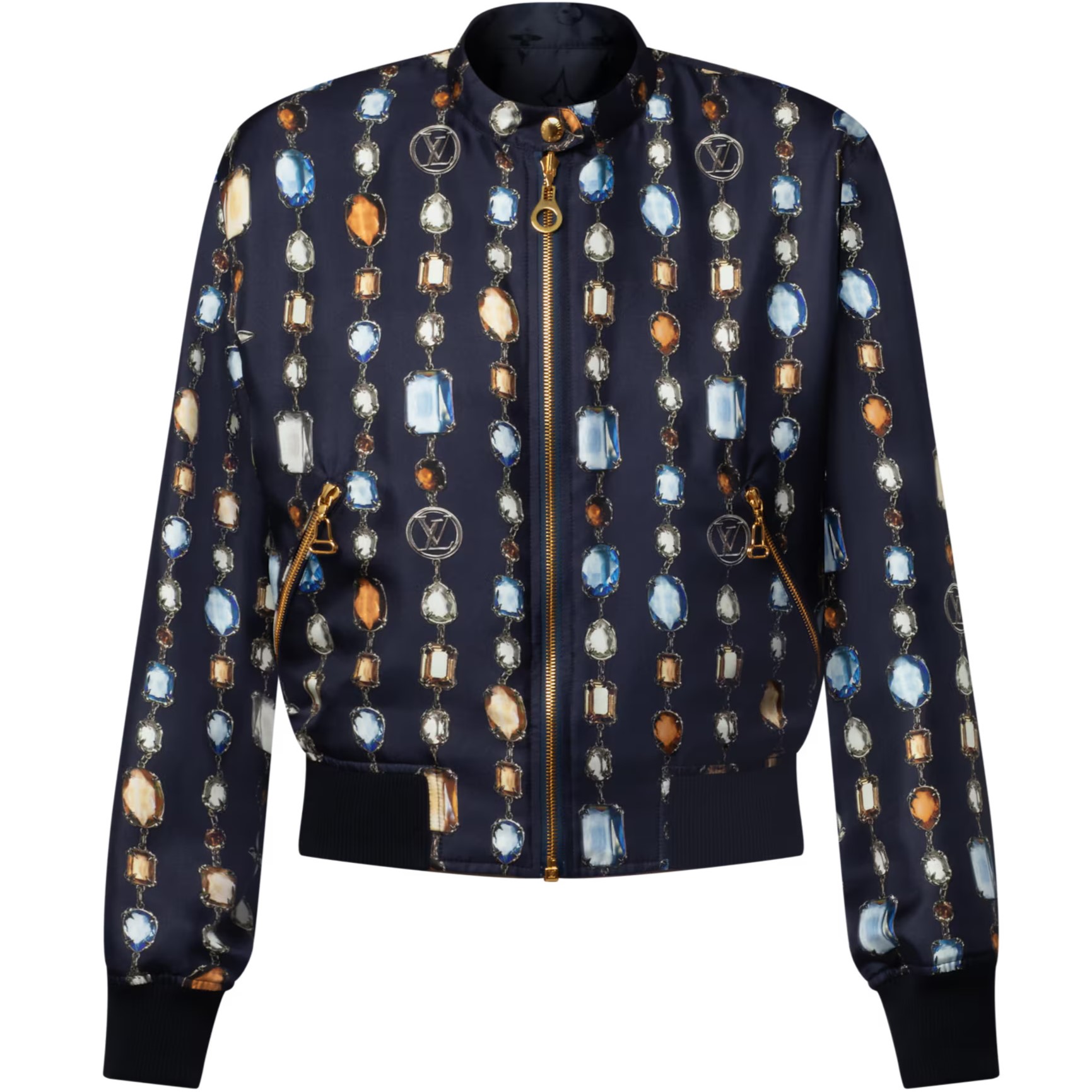 Áo khoác hai mặt nữ LV Reversible Necklace Bomber Jacket 4