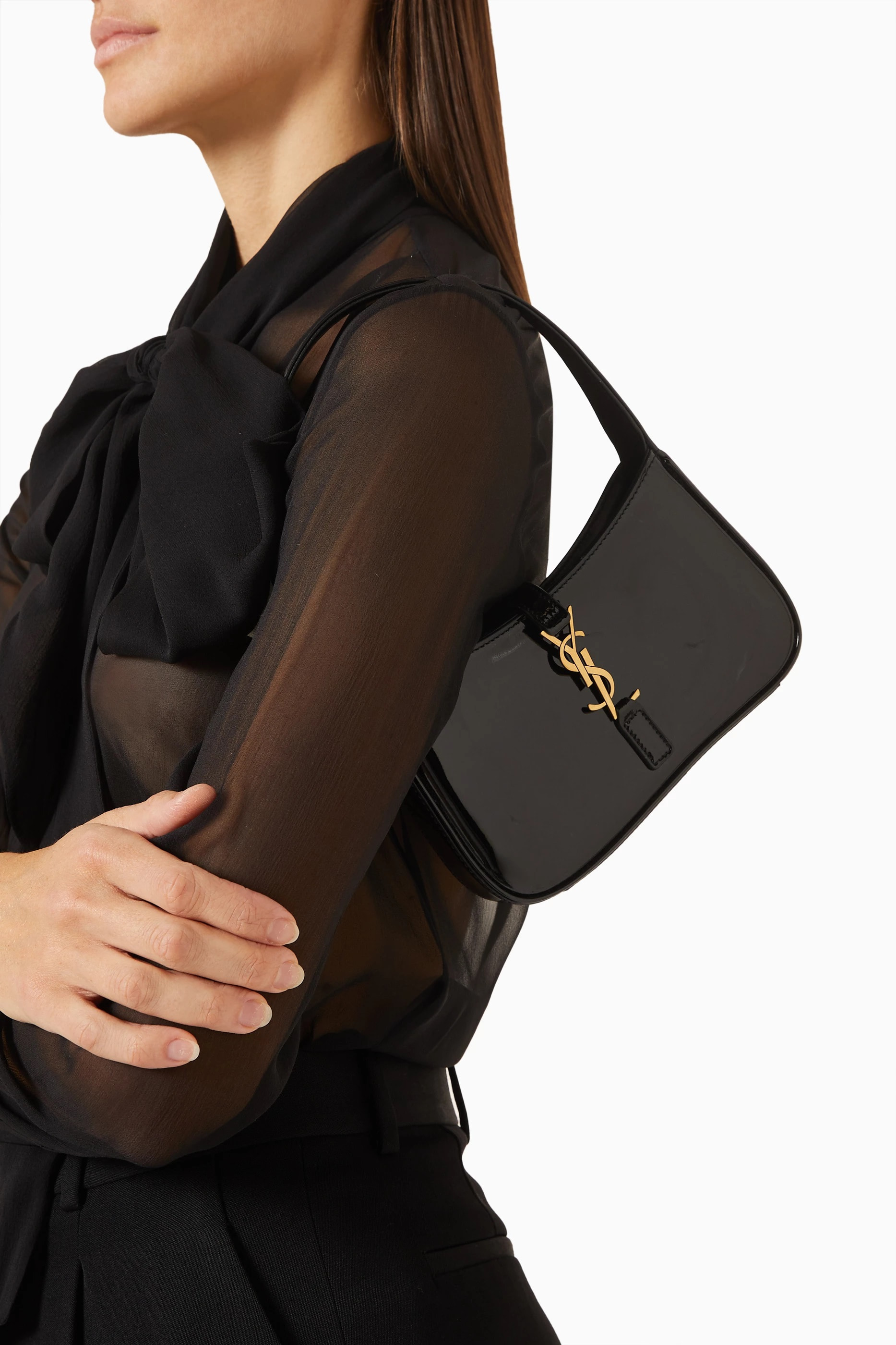 Túi đen vai YSL Saint Laurent Mini Le 5 à 7 Hobo Shoulder Bag in Leather 5