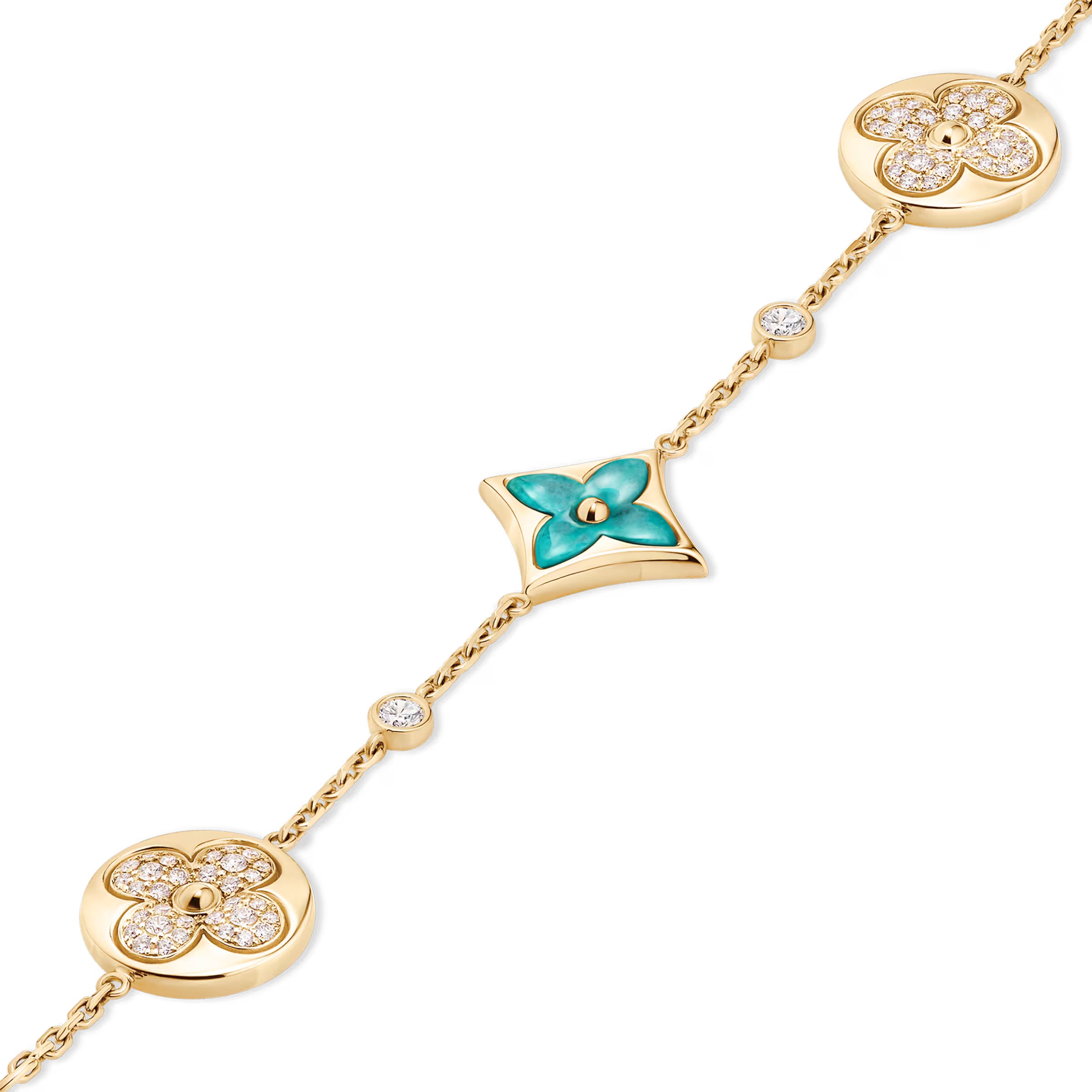 Lắc Tay Louis Vuitton Color Blossom BB Star and Sun Multi Motif Bracelet Yellow Gold Amazonite and Diamonds 6