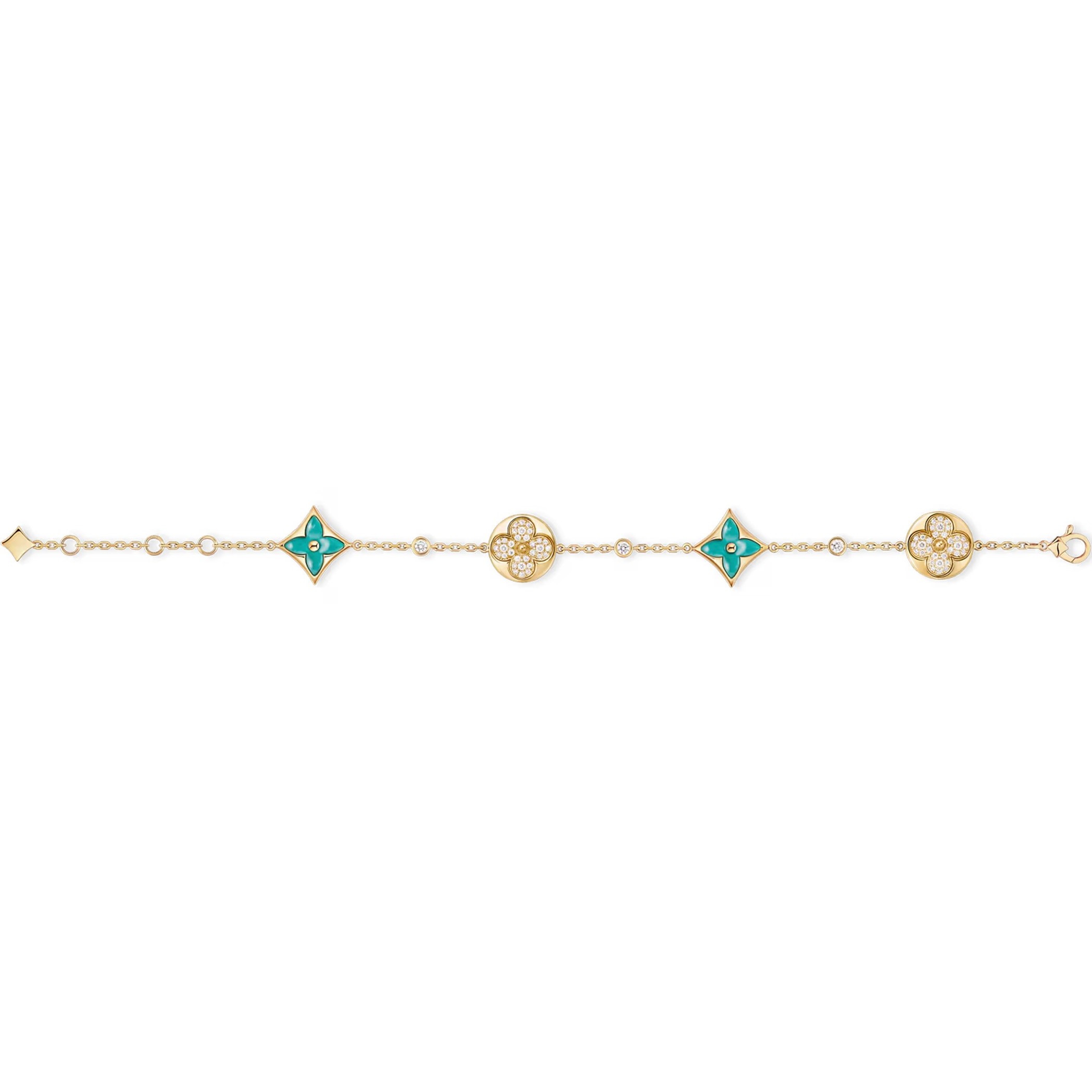 Lắc Tay Louis Vuitton Color Blossom BB Star and Sun Multi Motif Bracelet Yellow Gold Amazonite and Diamonds 7