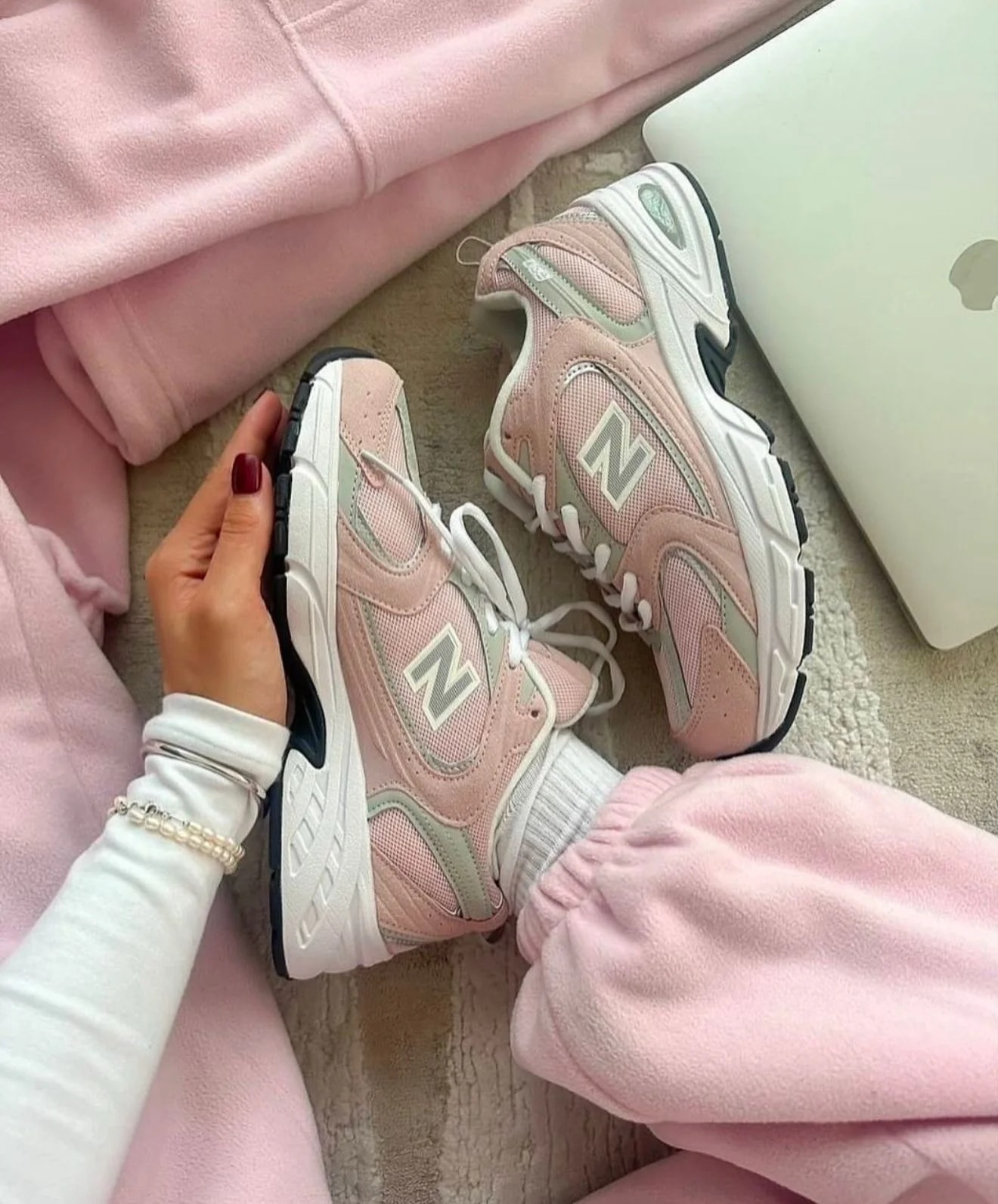 Giày thể thao New Balance 530 Pink Silver White Pink Suede Sneakers 14