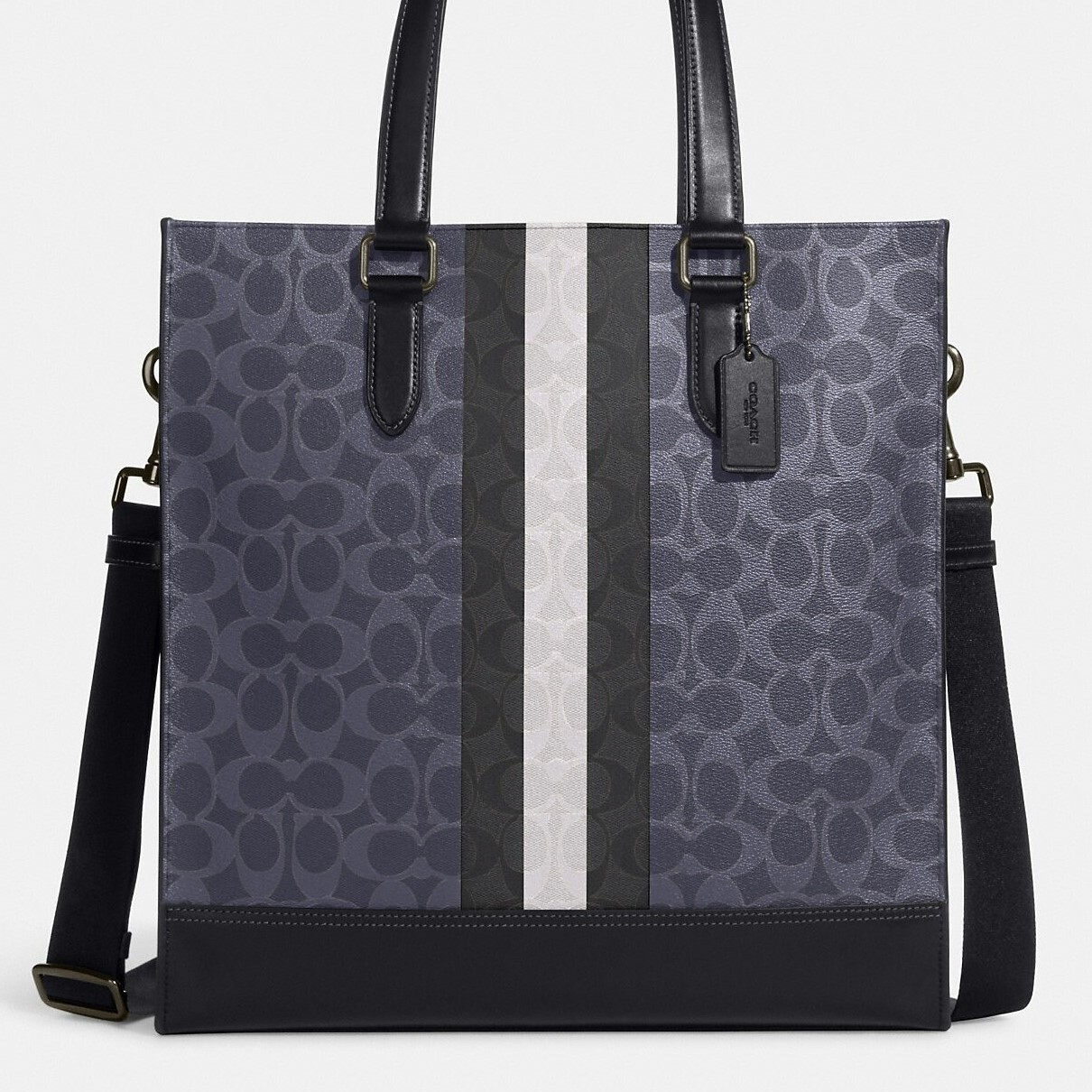 TÚI COACH GRAHAM STRUCTURED TOTE IN BLOCKED SIGNATURE CANVAS WITH VARSITY STRIPE 9