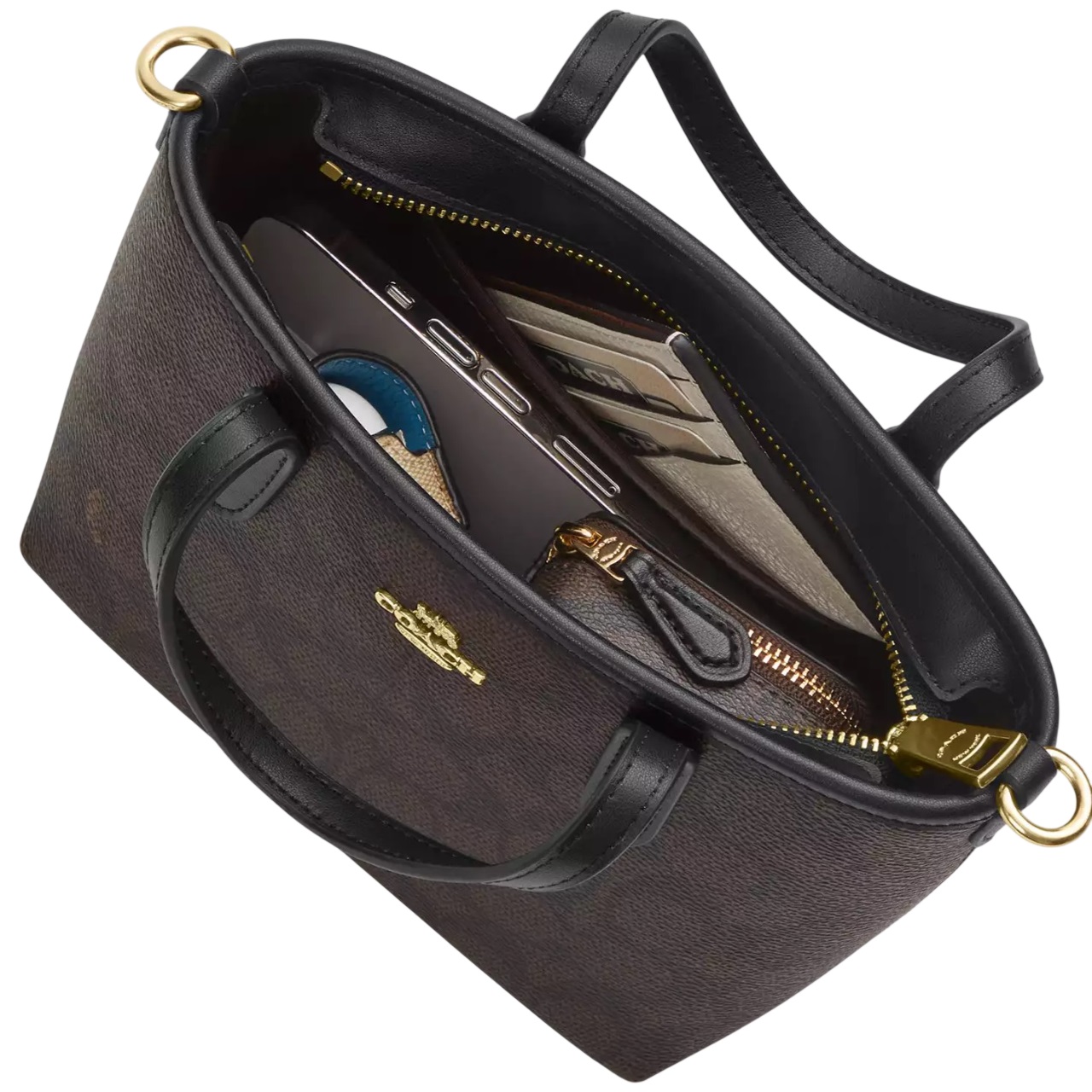 Túi xách đeo chéo Coach City Mini Tote Bag In Signature Canvas Walnut Black CW032 2