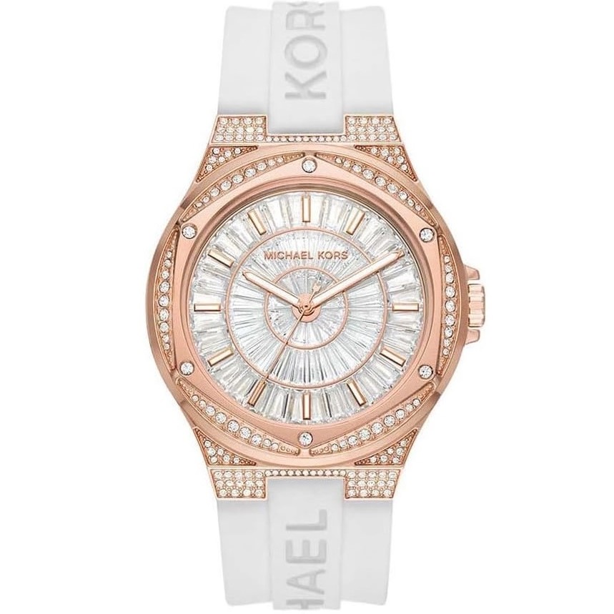 ĐỒNG HỒ ĐEO TAY NỮ MICHAEL KORS OVERSIZED LENNOX PAVÉ ROSE GOLD-TONE AND SILICONE WATCH MK7248 3