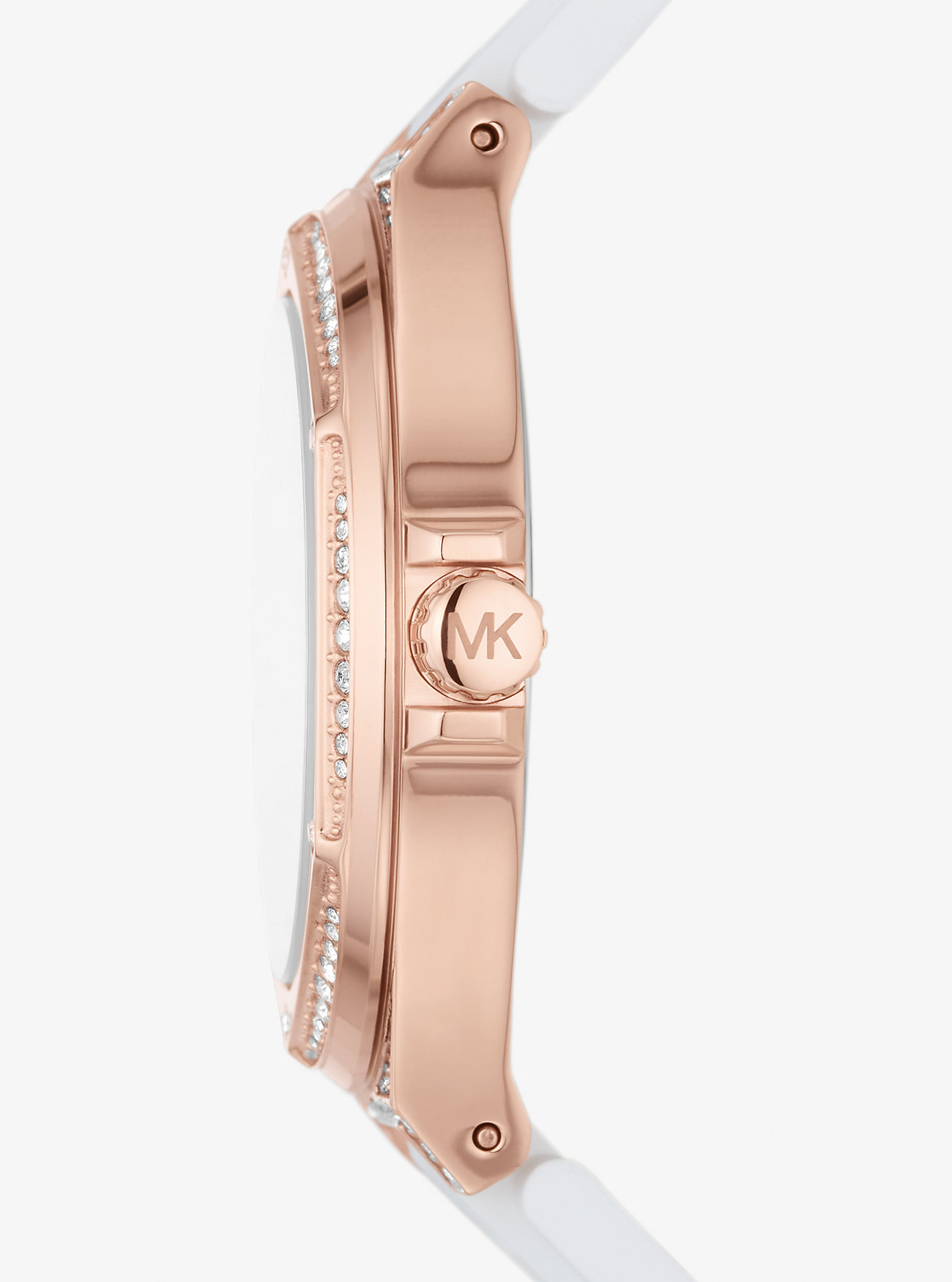 ĐỒNG HỒ ĐEO TAY NỮ MICHAEL KORS OVERSIZED LENNOX PAVÉ ROSE GOLD-TONE AND SILICONE WATCH MK7248 6