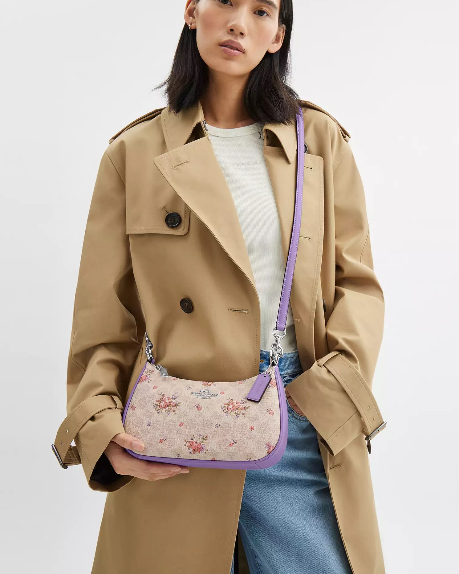 Túi xách Coach Teri Shoulder Bag In Signature Canvas With Floral Print Sand Multi CAL37 7