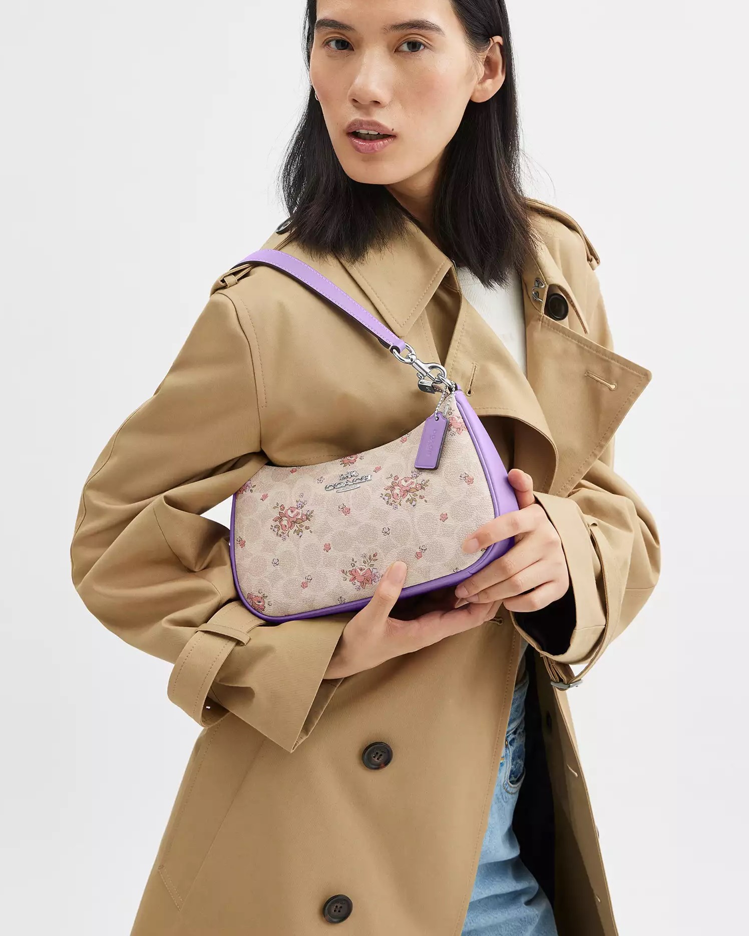 Túi xách Coach Teri Shoulder Bag In Signature Canvas With Floral Print Sand Multi CAL37 8
