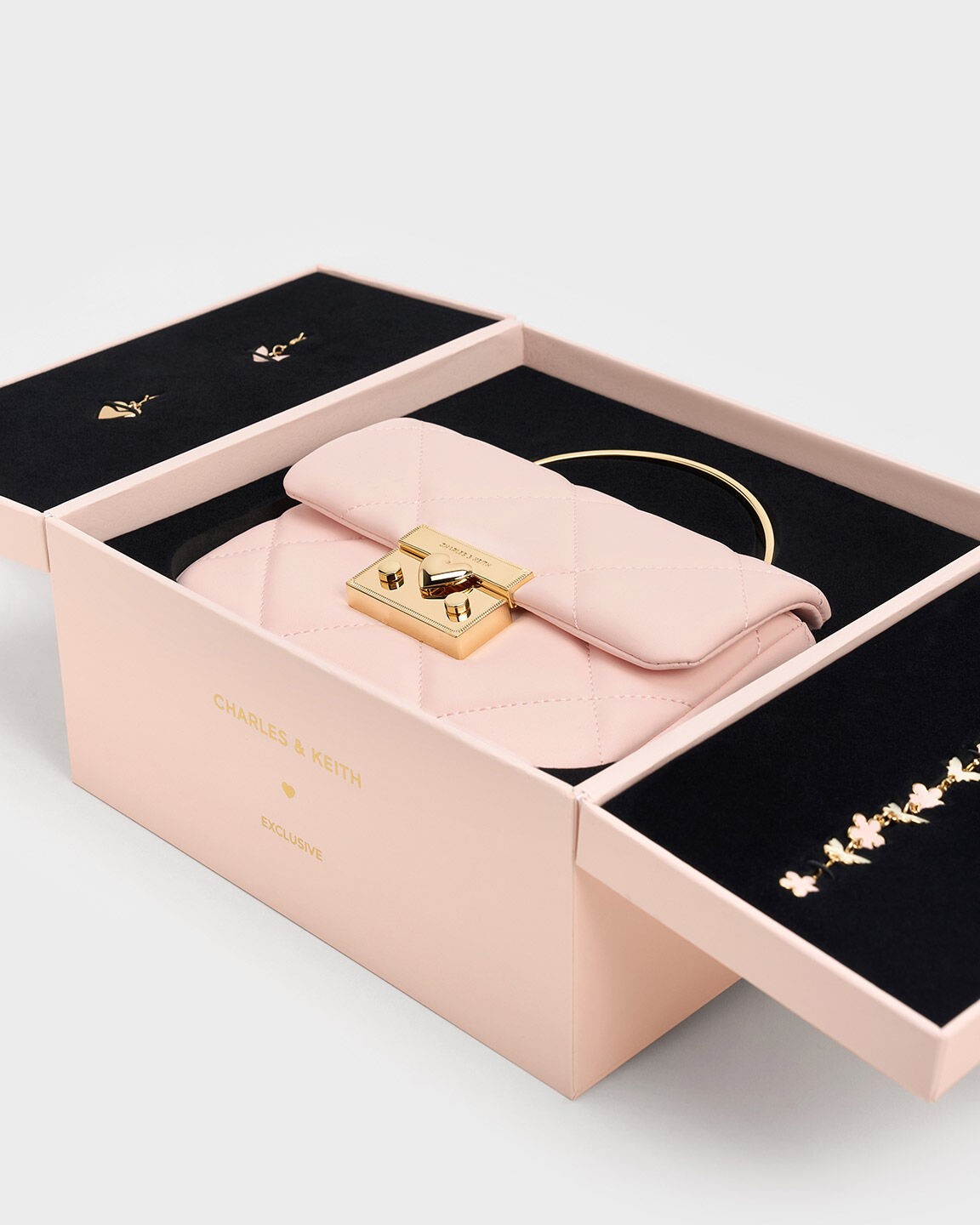 TÚI XÁCH NỮ CHARLES KEITH QUILTED BOXY TOP HANDLE BAG PINK CK17-50671661 1