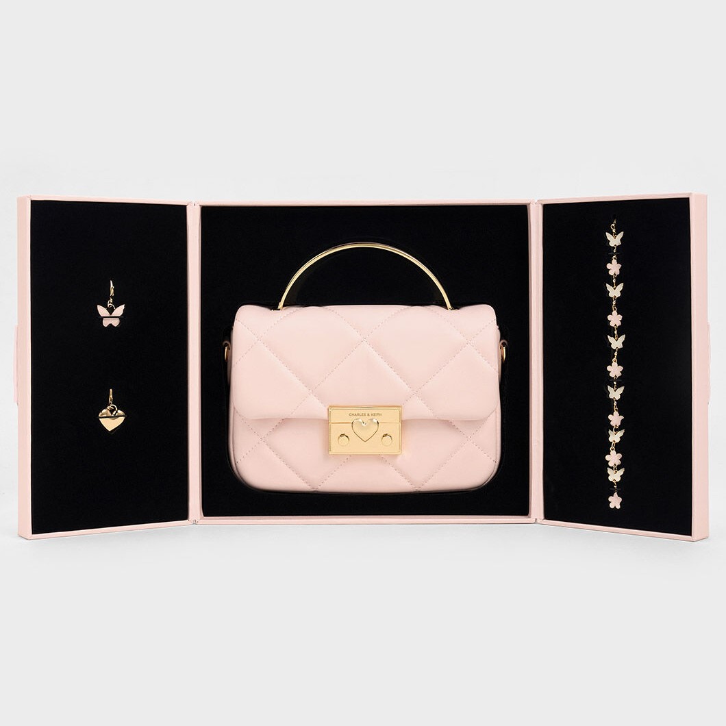 TÚI XÁCH NỮ CHARLES KEITH QUILTED BOXY TOP HANDLE BAG PINK CK17-50671661 4