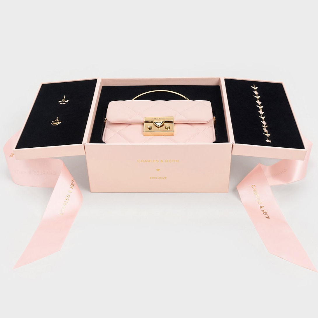 TÚI XÁCH NỮ CHARLES KEITH QUILTED BOXY TOP HANDLE BAG PINK CK17-50671661 5
