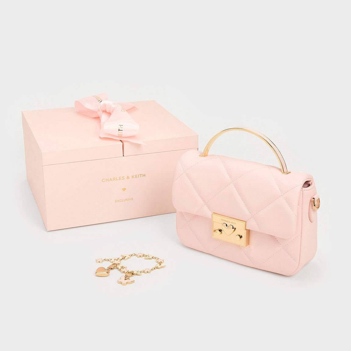 TÚI XÁCH NỮ CHARLES KEITH QUILTED BOXY TOP HANDLE BAG PINK CK17-50671661 8