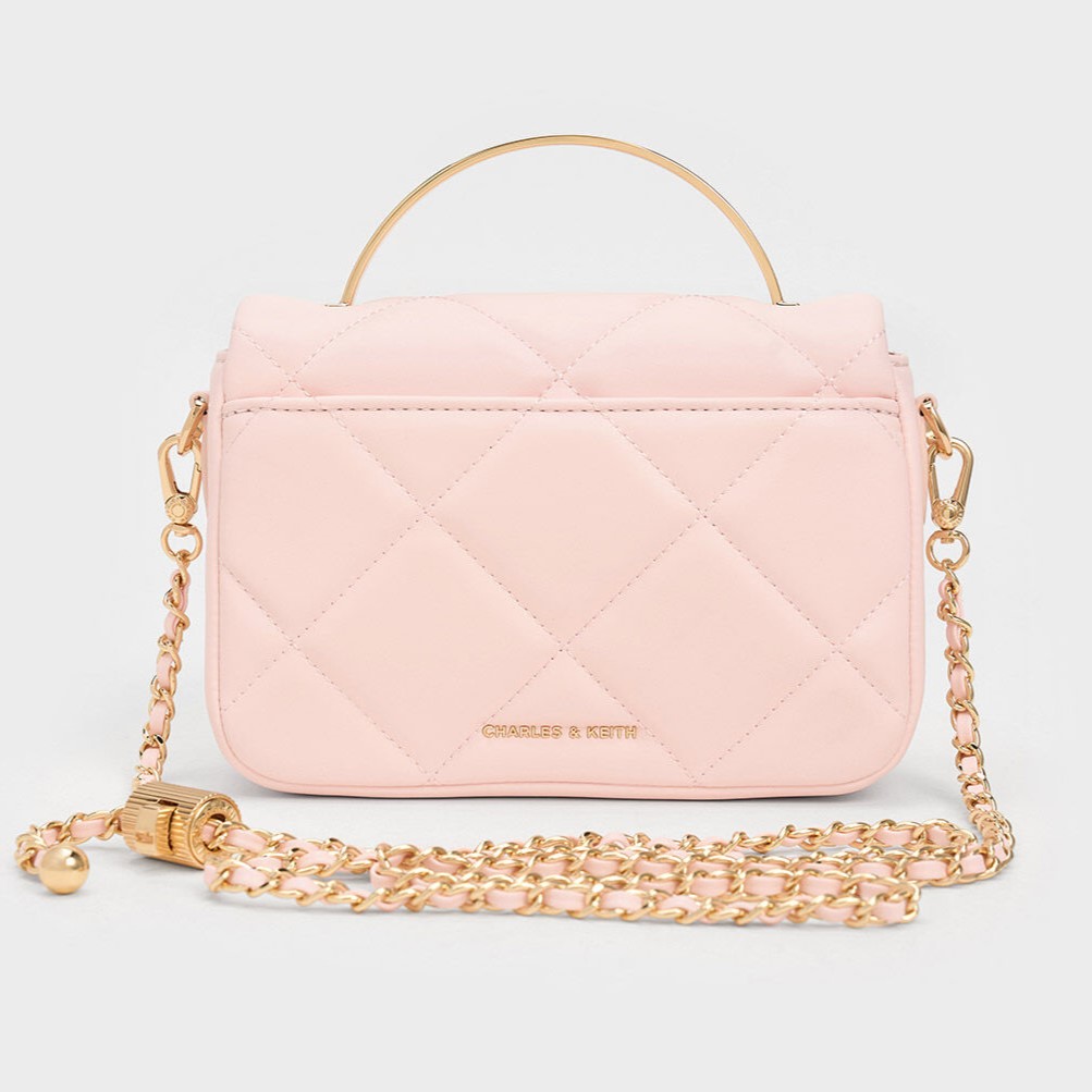 TÚI XÁCH NỮ CHARLES KEITH QUILTED BOXY TOP HANDLE BAG PINK CK17-50671661 10