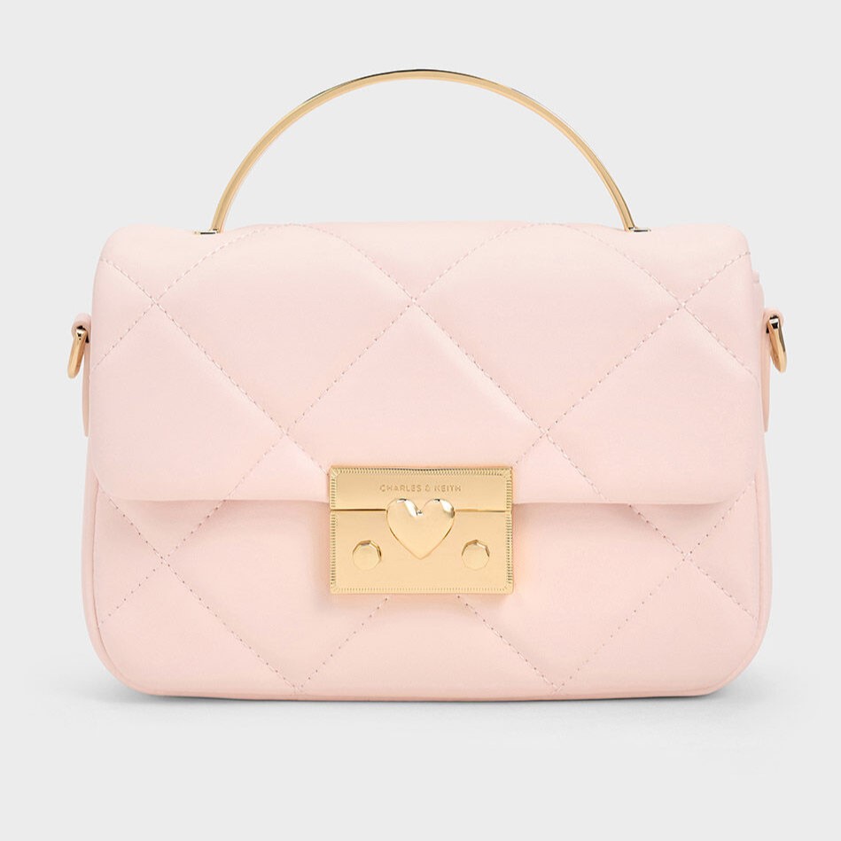 TÚI XÁCH NỮ CHARLES KEITH QUILTED BOXY TOP HANDLE BAG PINK CK17-50671661 14