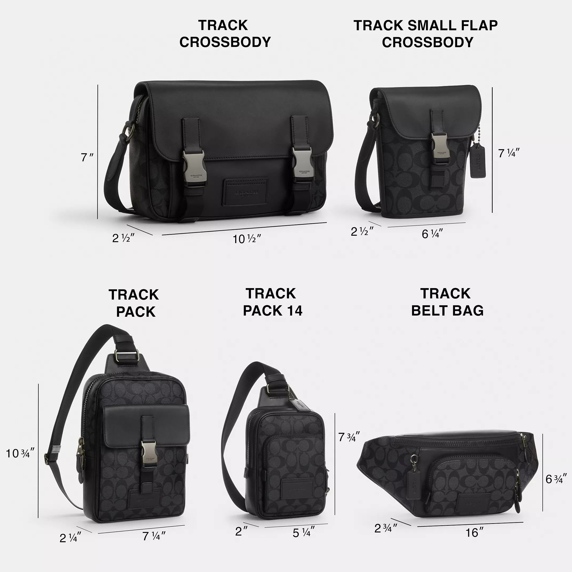 TÚI ĐEO CHÉO COACH NAM TRACK PACK 14 IN SIGNATURE CANVAS CHARCOAL BLACK CL412 3