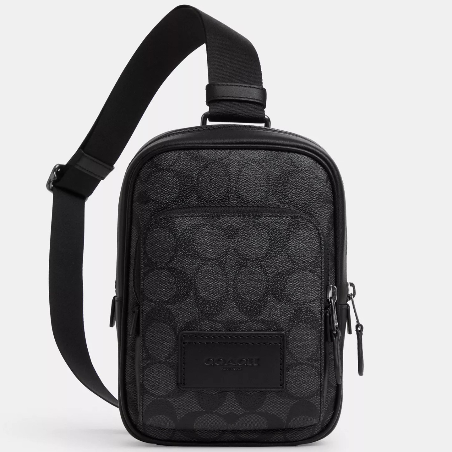 TÚI ĐEO CHÉO COACH NAM TRACK PACK 14 IN SIGNATURE CANVAS CHARCOAL BLACK CL412 4