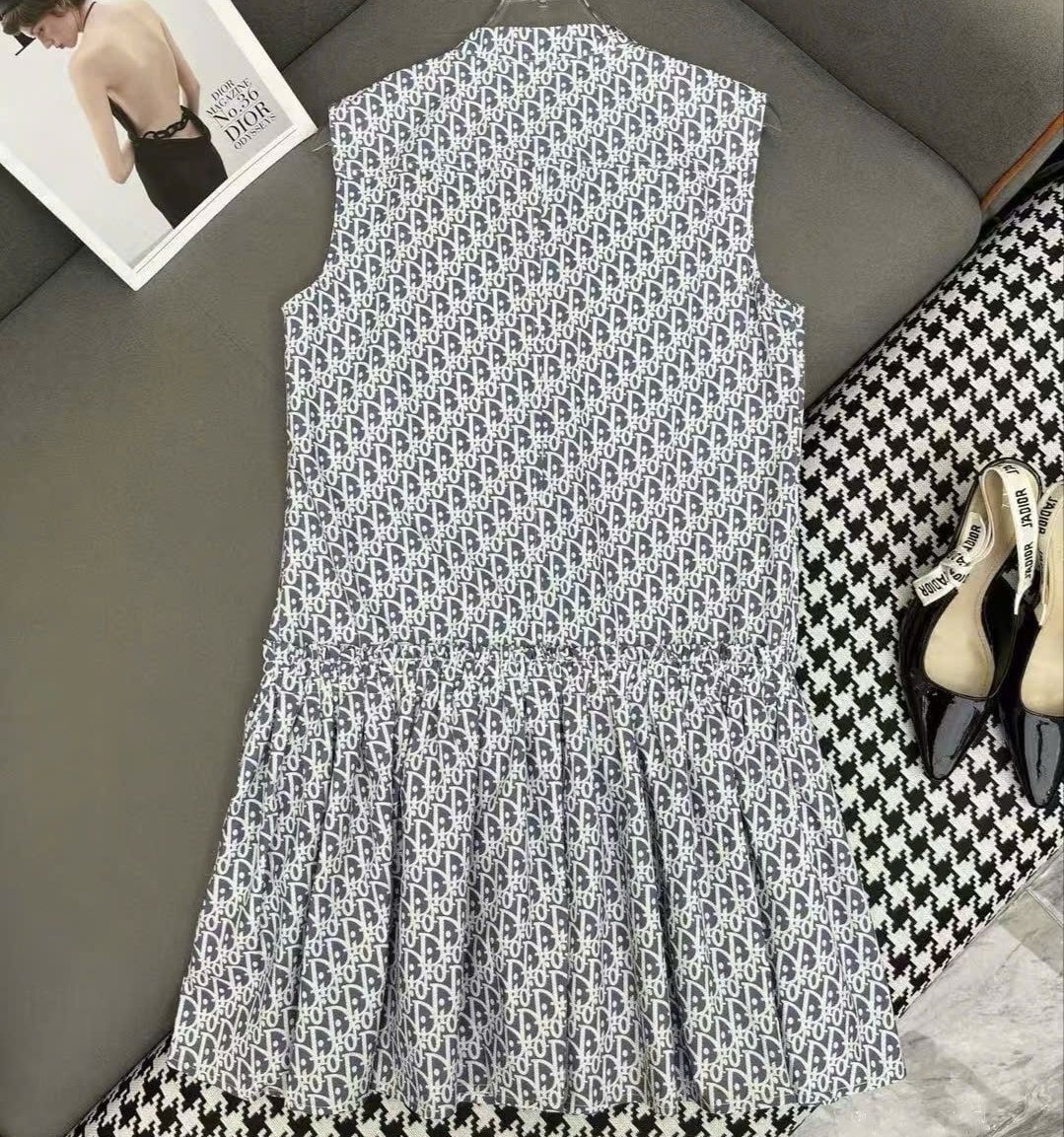 Đầm sát nách thời trang nữ Dior dây rút eo 3