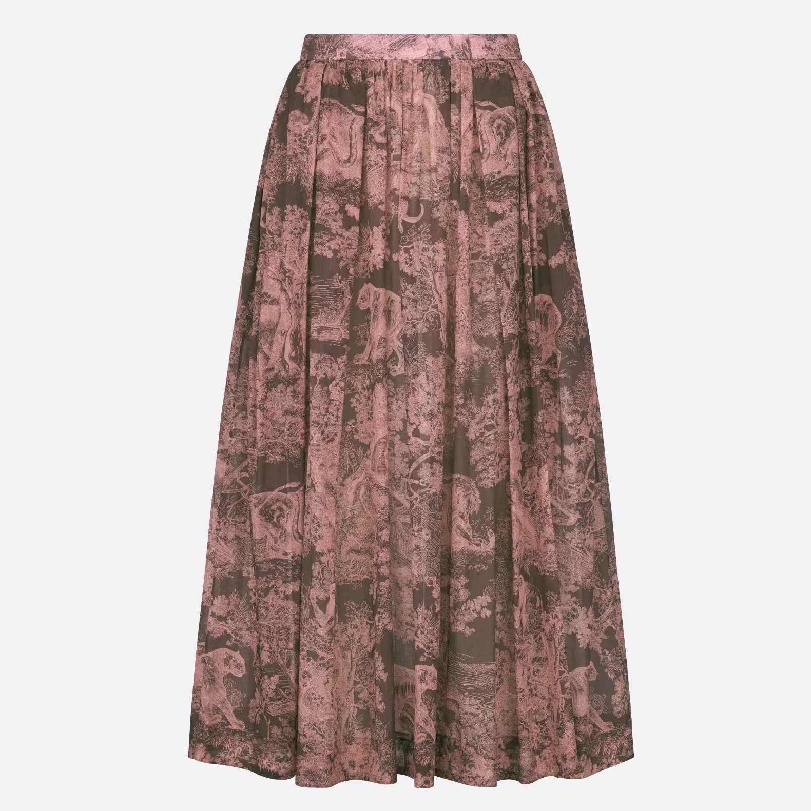 VÁY NỮ DÀI DIORIVIERA FLARED SKIRT GRAY AND PINK COTTON MUSLIN WITH TOILE DE JOUY REVERSE MOTIF 3