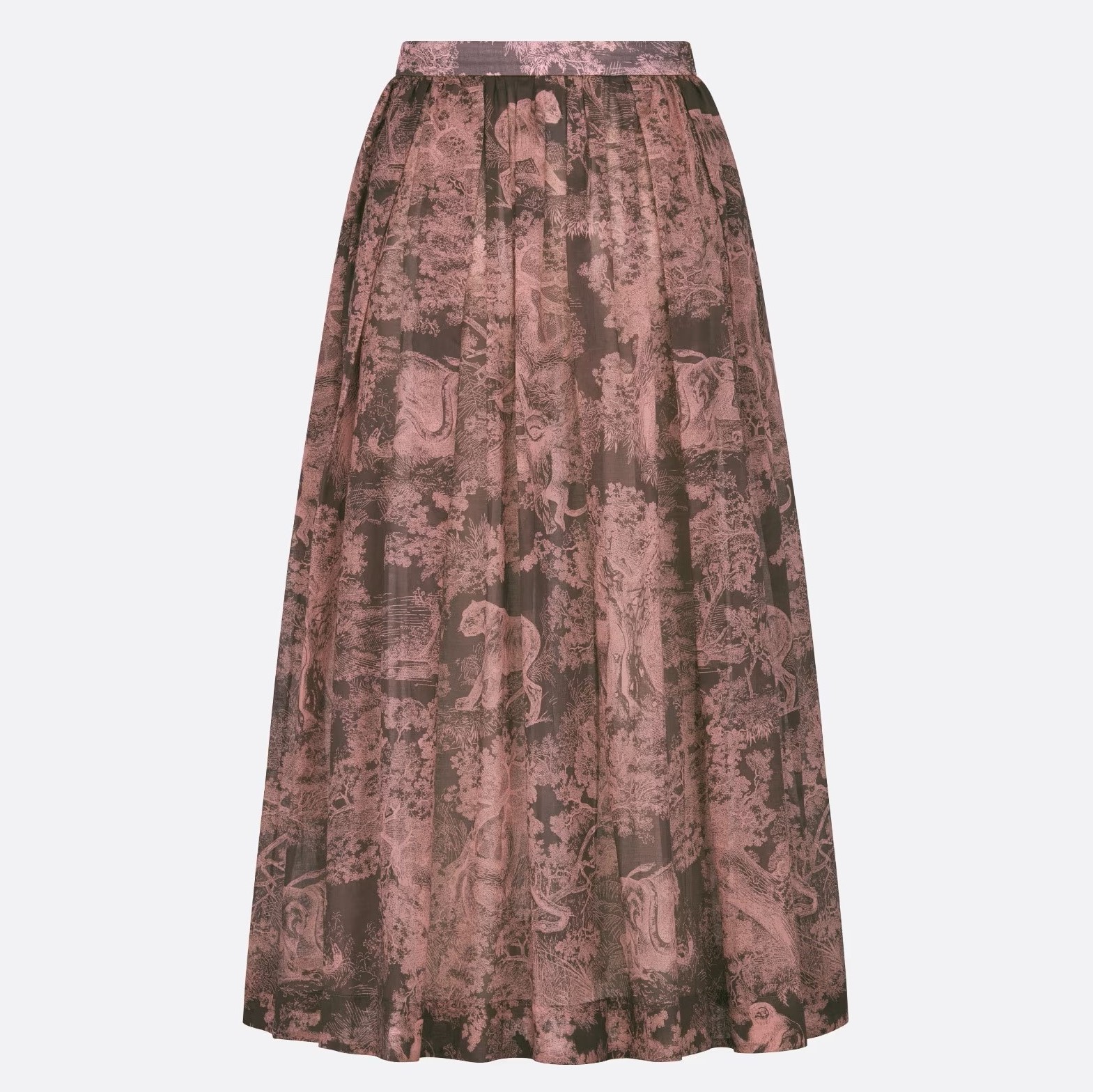 VÁY NỮ DÀI DIORIVIERA FLARED SKIRT GRAY AND PINK COTTON MUSLIN WITH TOILE DE JOUY REVERSE MOTIF 8