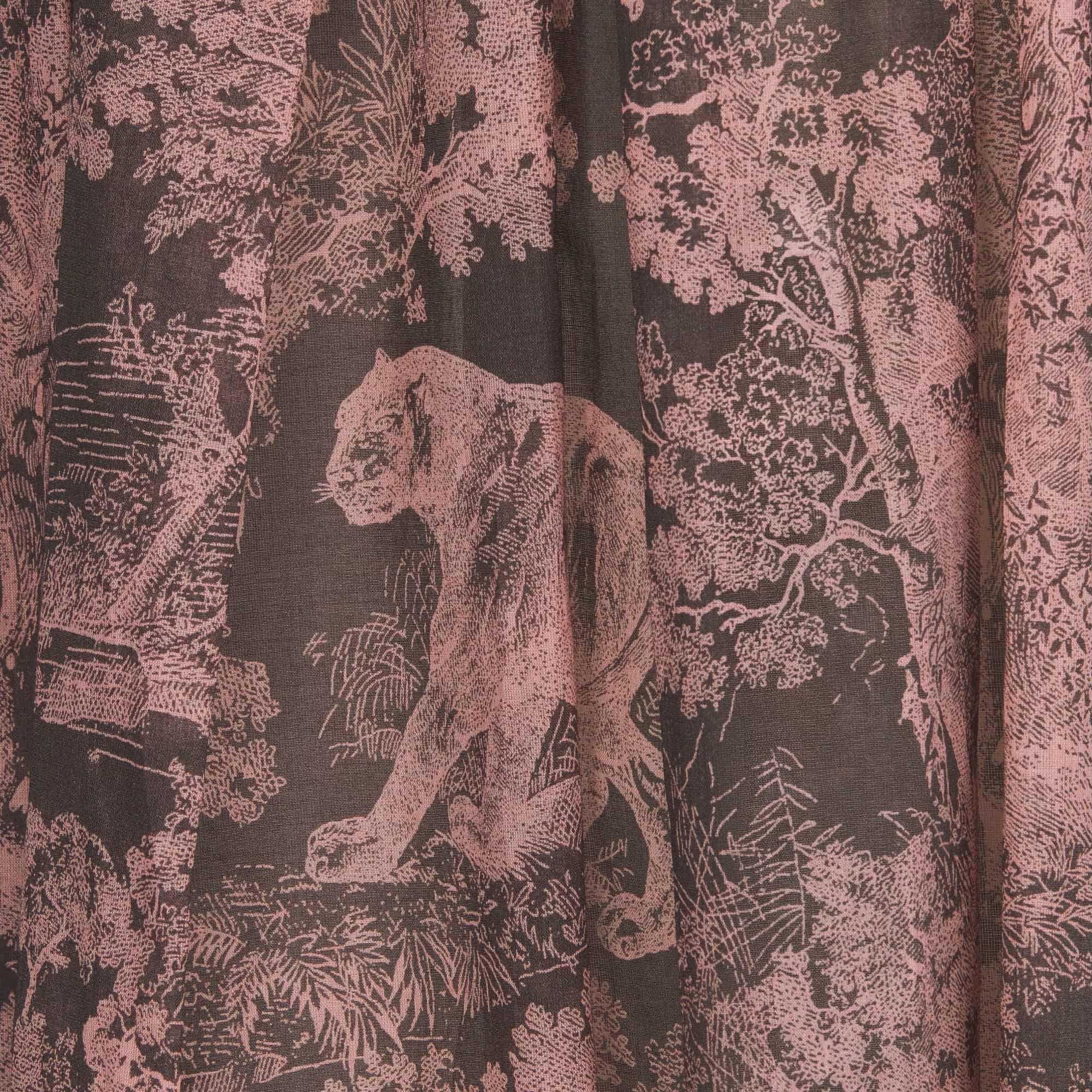 VÁY NỮ DÀI DIORIVIERA FLARED SKIRT GRAY AND PINK COTTON MUSLIN WITH TOILE DE JOUY REVERSE MOTIF 9