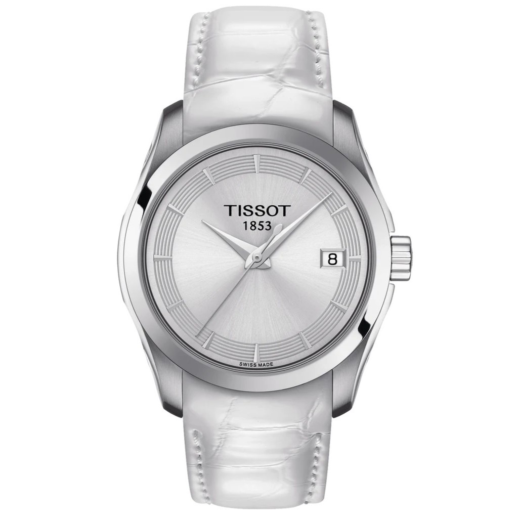 Đồng hồ nữ dây da màu trắng Tissot T-Classic Couturier White Leather Quartz Ladies T035.210.16.011.00 3