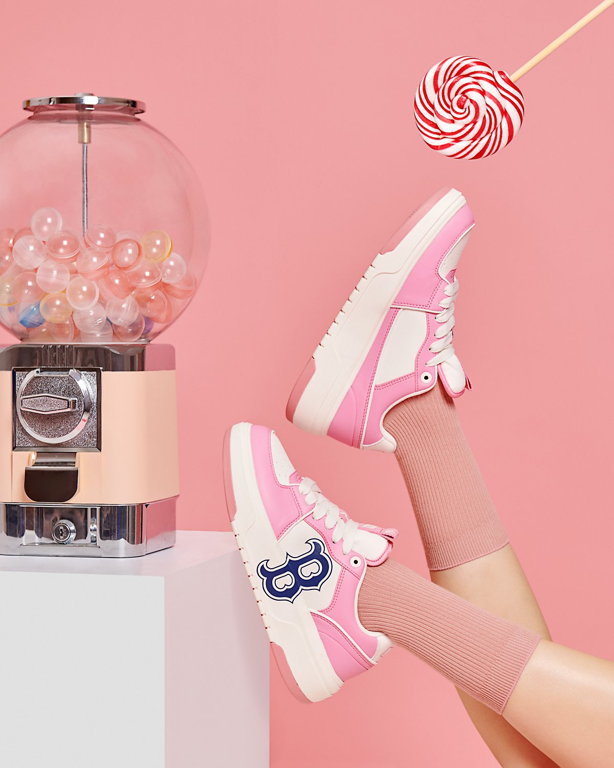Giày thể thao Sneaker MLB B Chunky Liner Candy Pop Boston Red Sox Pink 3ASXCLB3N-43PKS 23