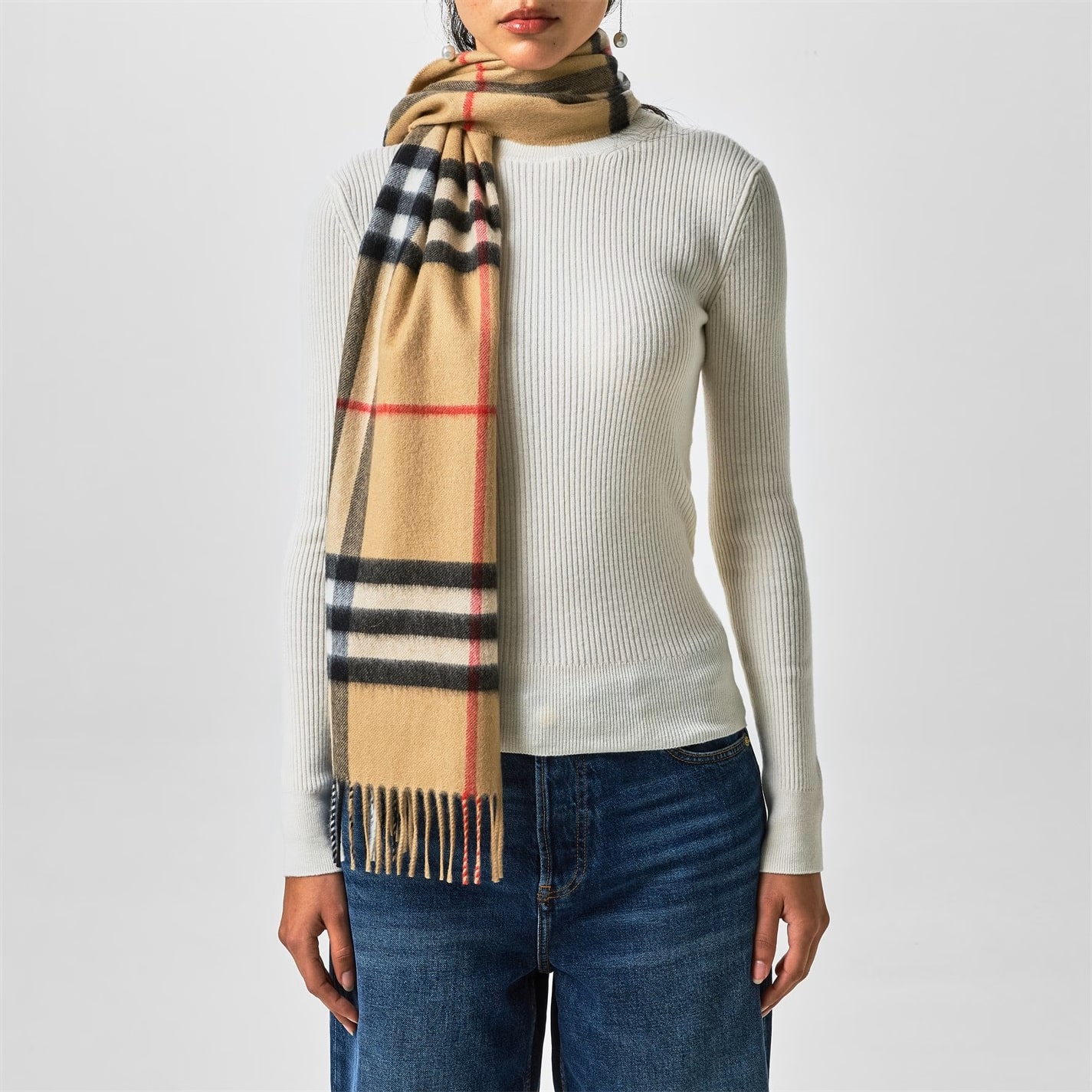 Khăn choàng Burberry Check Cashmere Scarf Arc Beige 2