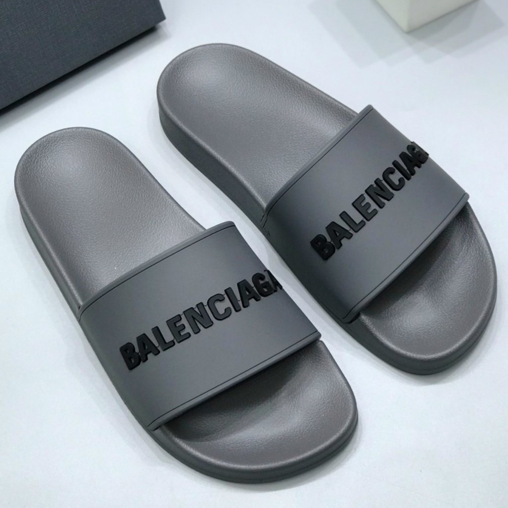 Dép Balenciaga Campaign Black Leather White Logo Backless Màu Đen
