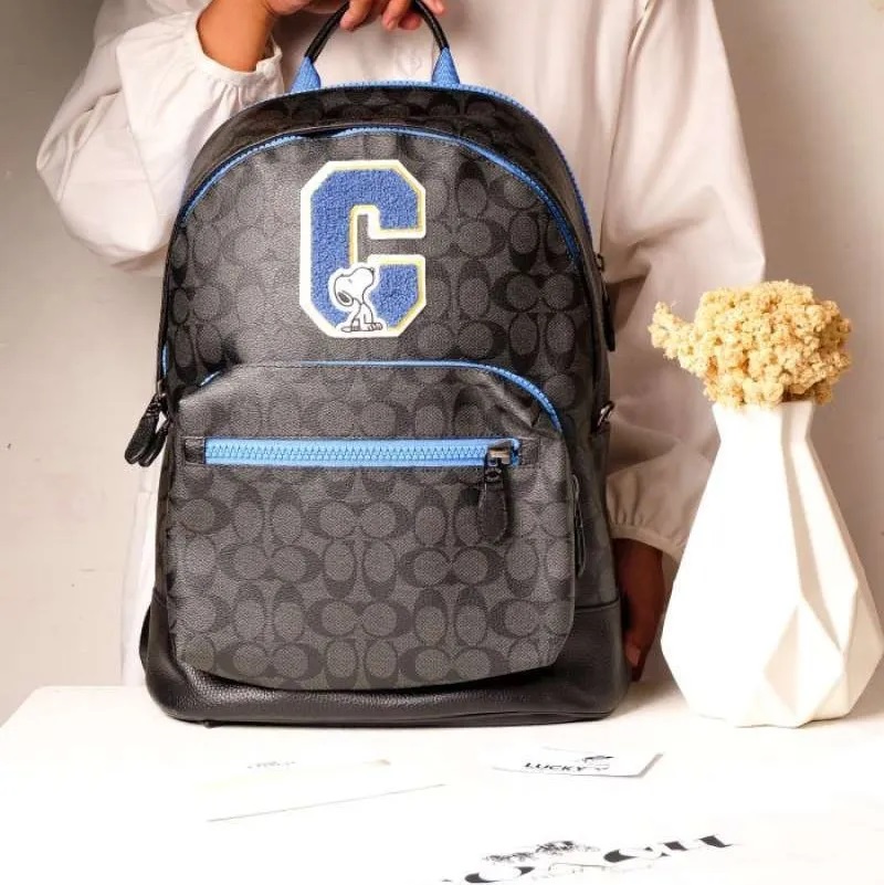 Ba lô Coach x Peanuts West Backpack In Signature Canvas With Snoopy 3