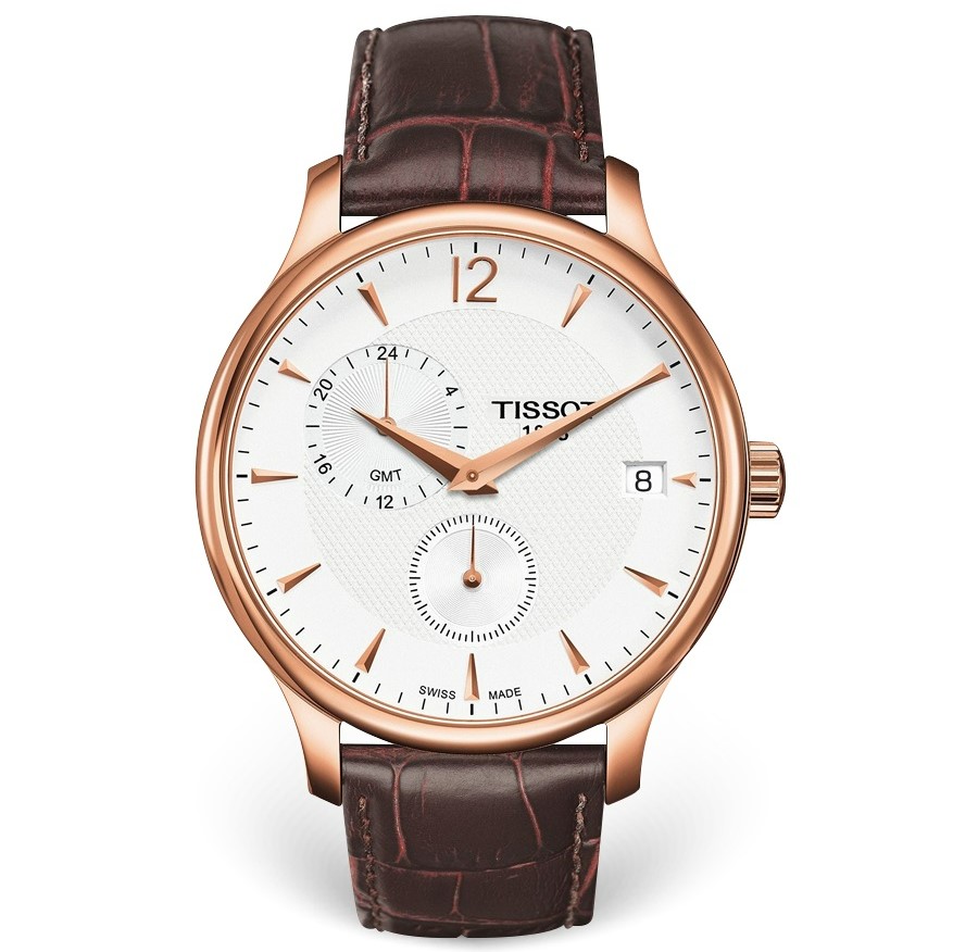 ĐỒNG HỒ DÂY DA NAM TISSOT TRADITION GMT ROSE GOLD LEATHER STRAP WATCH T063.639.36.037.00 5