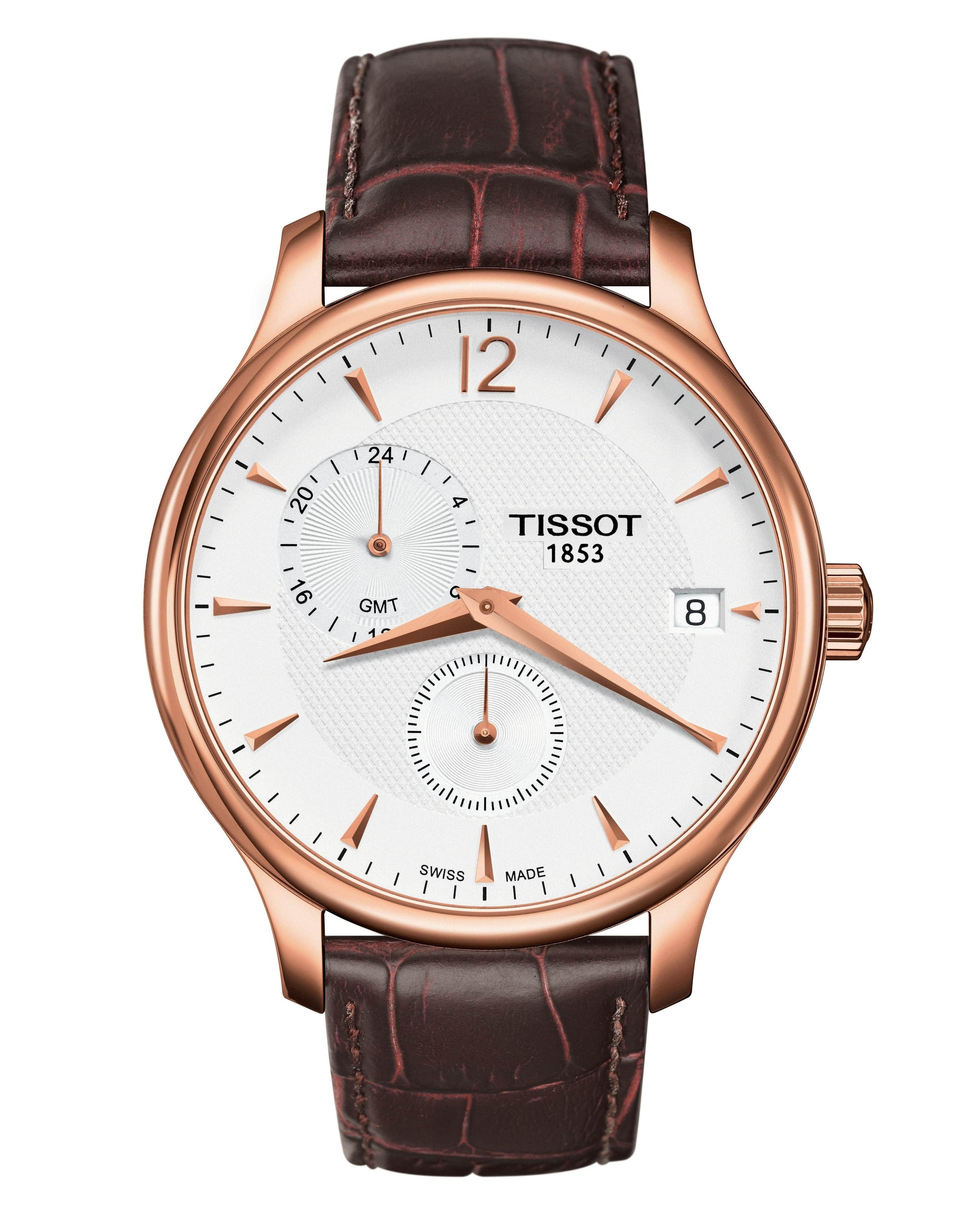 ĐỒNG HỒ DÂY DA NAM TISSOT TRADITION GMT ROSE GOLD LEATHER STRAP WATCH T063.639.36.037.00 10