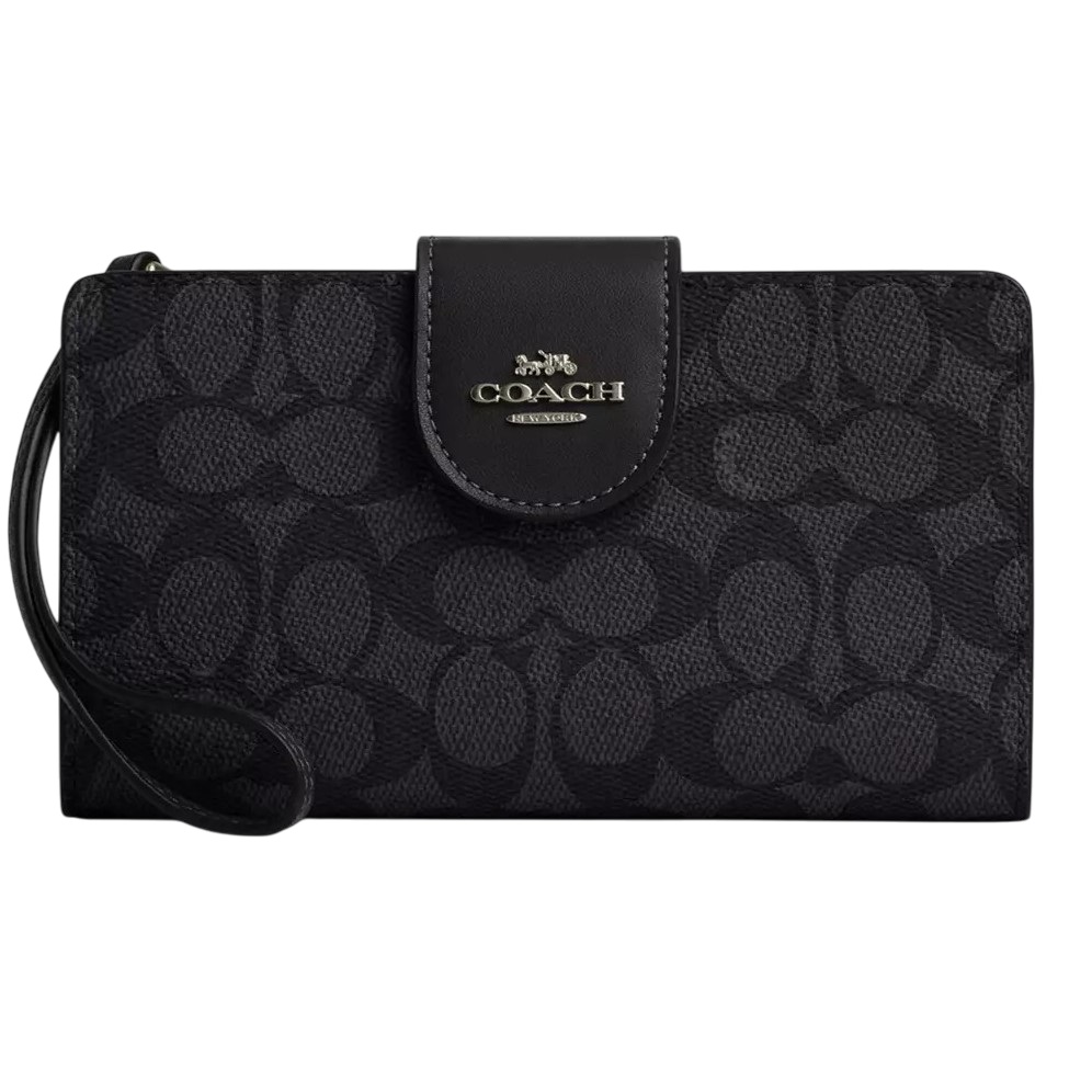 Ví điện thoại Coach Phone Wallet In Signature Canvas Gunmetal Charcoal Black CW780 1