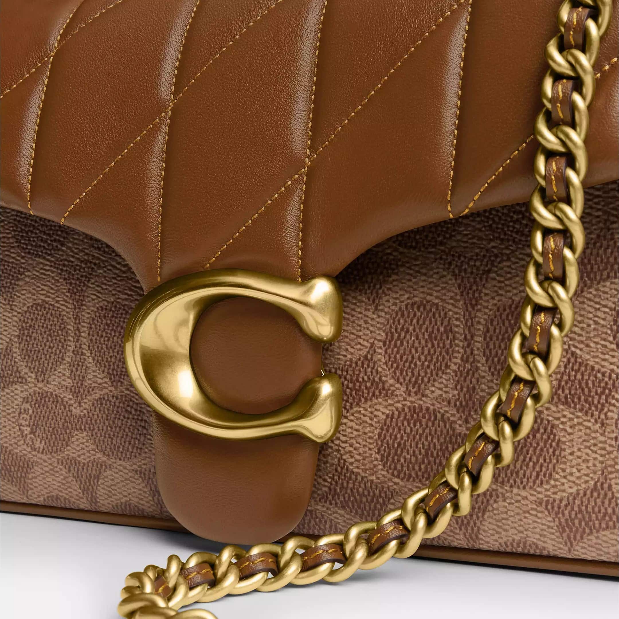Túi đeo chéo Coach Tabby Shoulder Bag 26 In Signature Canvas With Quilting Brass Tan Brown CY815 1
