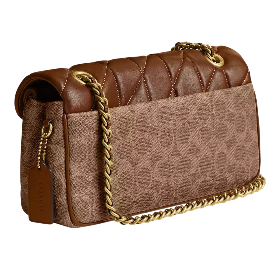 Túi đeo chéo Coach Tabby Shoulder Bag 26 In Signature Canvas With Quilting Brass Tan Brown CY815 5