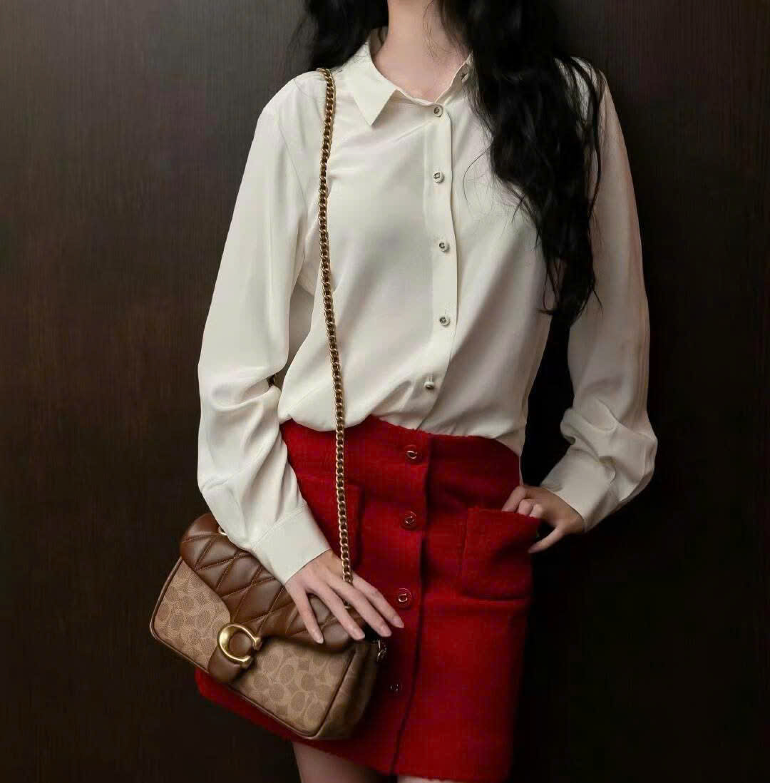 Túi đeo chéo Coach Tabby Shoulder Bag 26 In Signature Canvas With Quilting Brass Tan Brown CY815 7