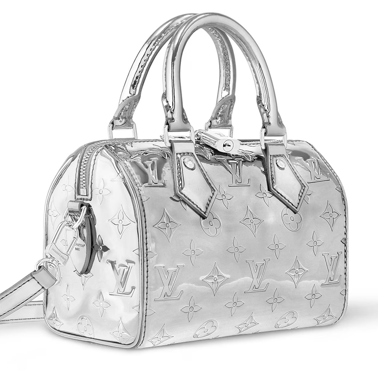 Túi xách LV nữ Ski Speedy Bandoulière 20 Monogram Embossed Coated Canvas Silver M11987 3