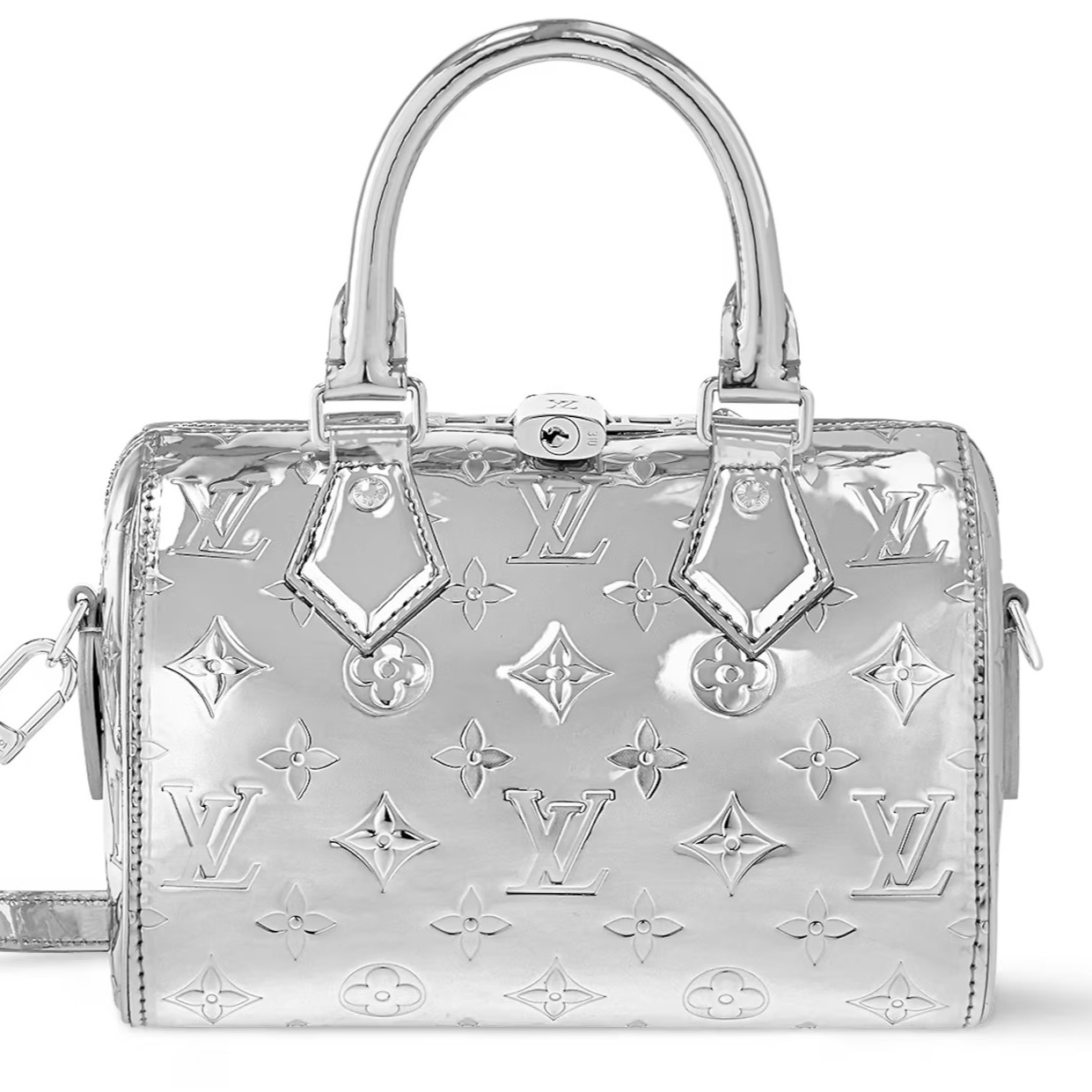 Túi xách LV nữ Ski Speedy Bandoulière 20 Monogram Embossed Coated Canvas Silver M11987 7