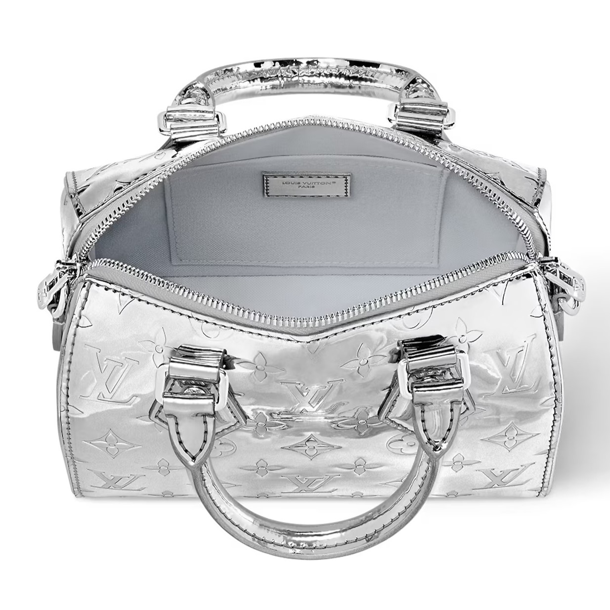 Túi xách LV nữ Ski Speedy Bandoulière 20 Monogram Embossed Coated Canvas Silver M11987 4