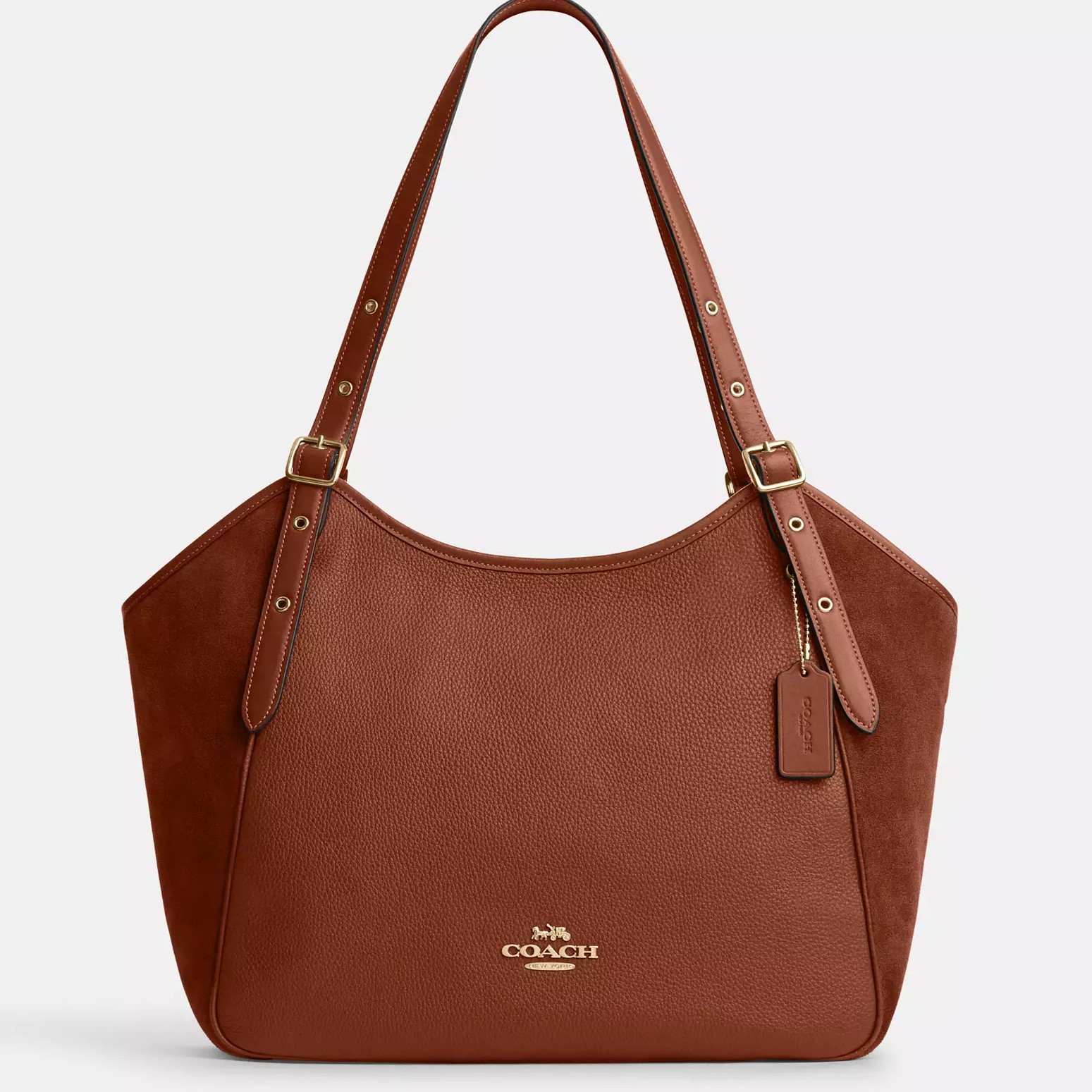 TÚI XÁCH NỮ COACH MEADOW SHOULDER BAG SUEDE AND REFINED PEBBLE LEATHER REDWOOD CM075 1