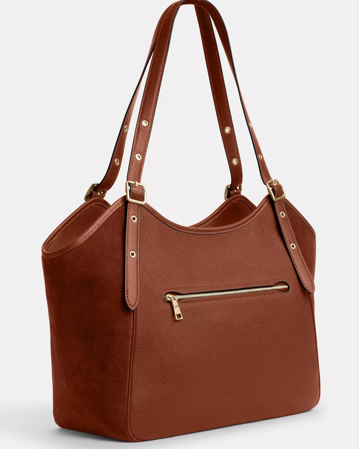 TÚI XÁCH NỮ COACH MEADOW SHOULDER BAG SUEDE AND REFINED PEBBLE LEATHER REDWOOD CM075 5