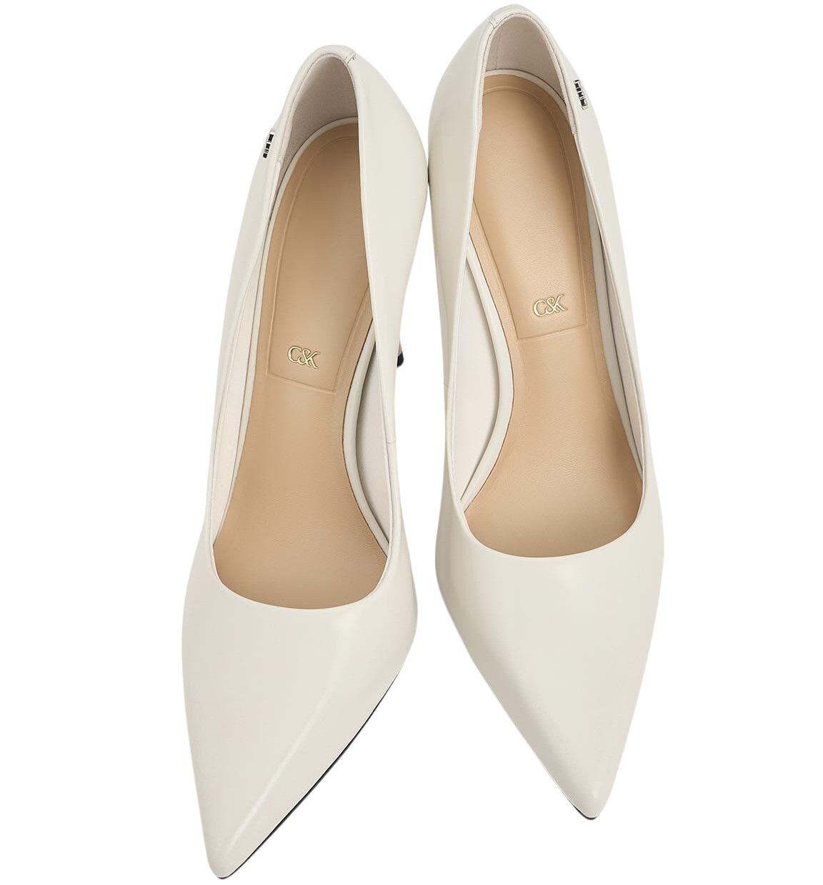 Giày cao gót nữ mũi nhọn Charles Keith Kyra Leather Pointed Toe Pumps Chalk SL1-60280472-1 1