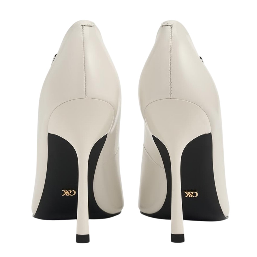 Giày cao gót nữ mũi nhọn Charles Keith Kyra Leather Pointed Toe Pumps Chalk SL1-60280472-1 6