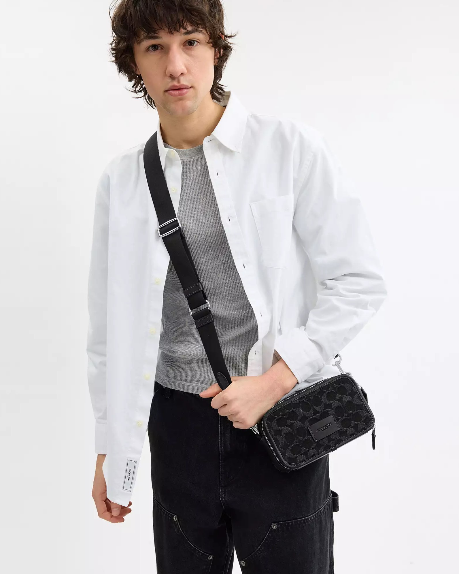 Túi đeo chéo Coach Nam Wyatt Crossbody Bag In Signature Denim Black CAJ35 3